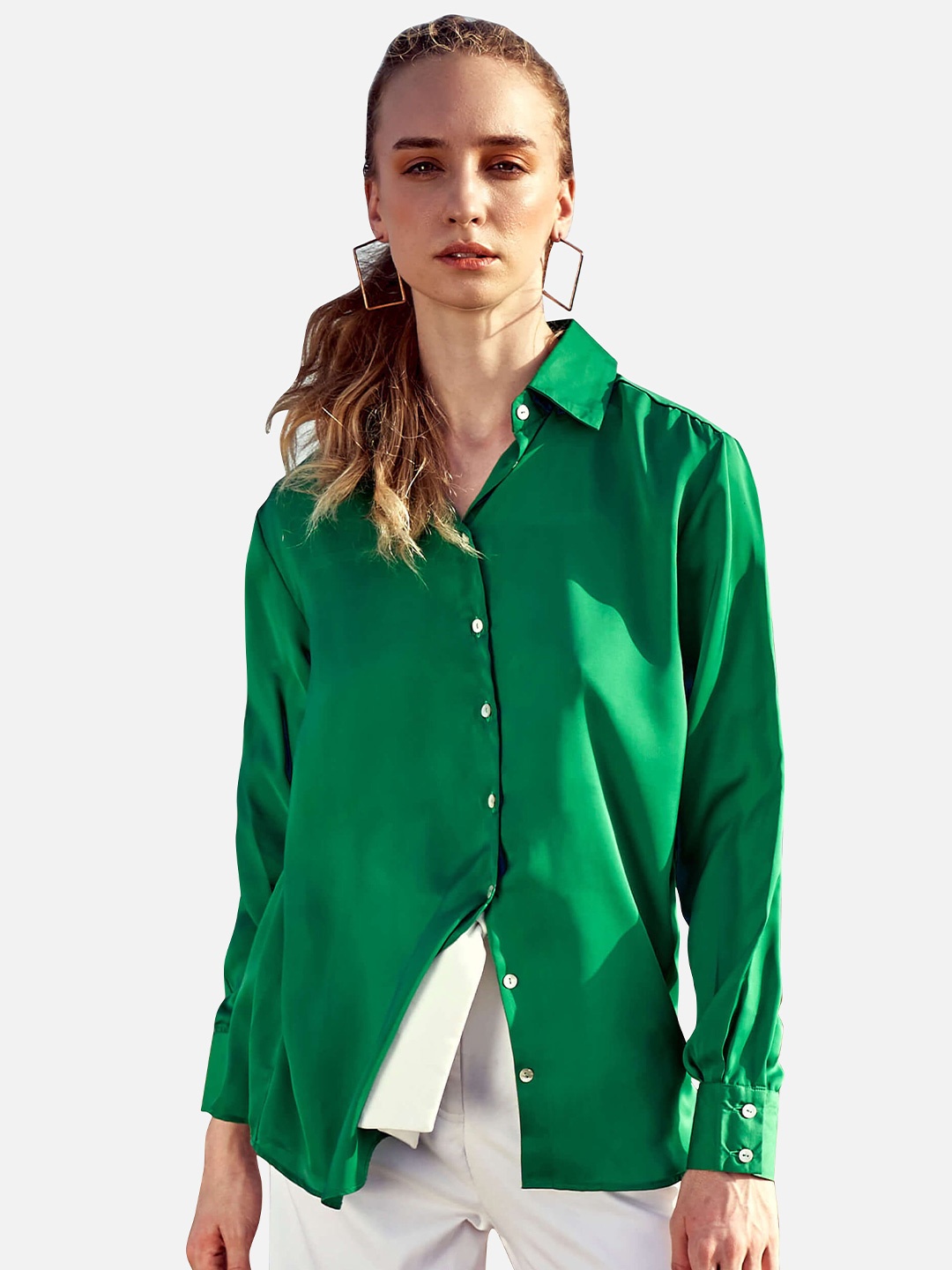 

NEOFAA Spread Collar Casual Shirt, Green