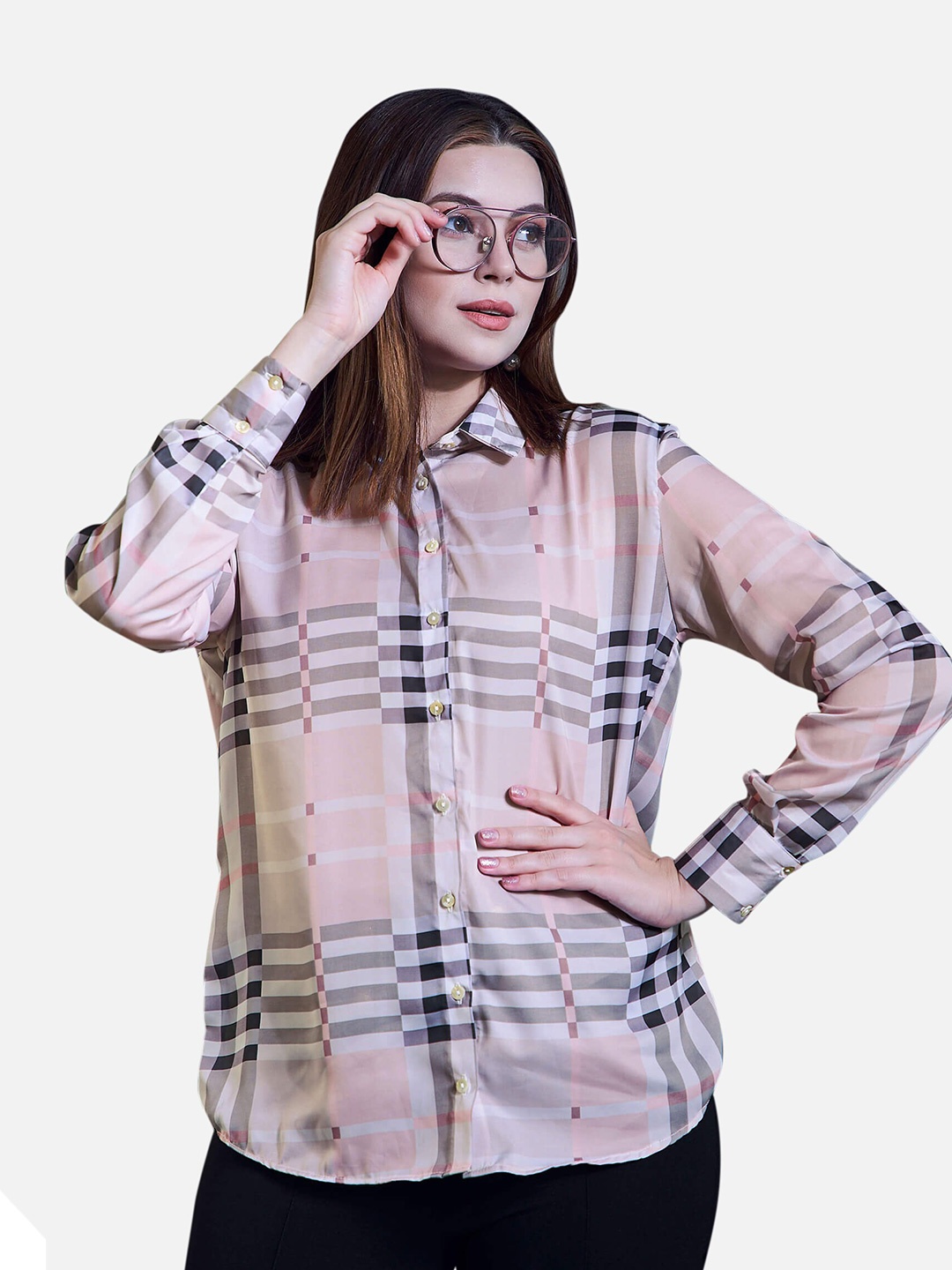 

NEOFAA Shepherd Checks Checked Casual Shirt, Pink