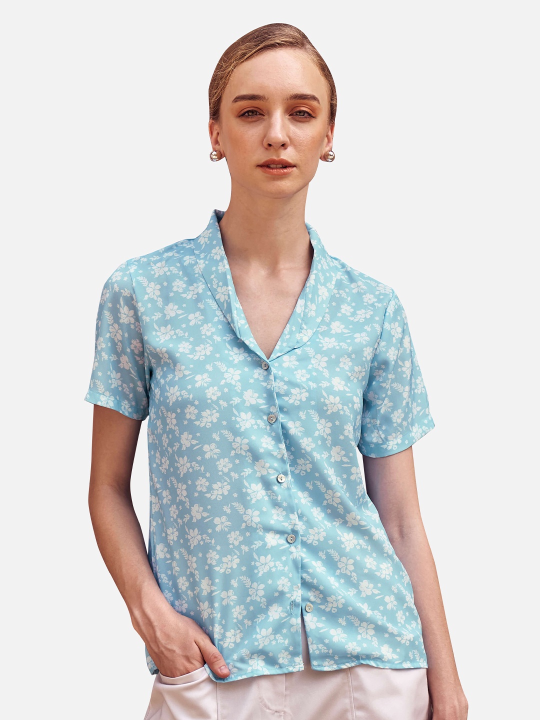 

NEOFAA Floral Printed Casual Shirt, Blue