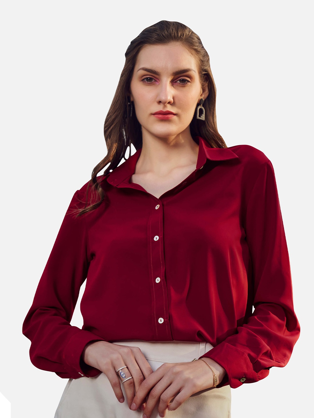 

NEOFAA Regular Fit Formal Shirt, Maroon