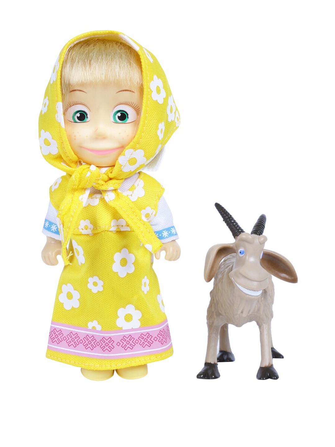 

Masha and The Bear Kids Doll With Animal Gift S Dresses Gift Set, Yellow