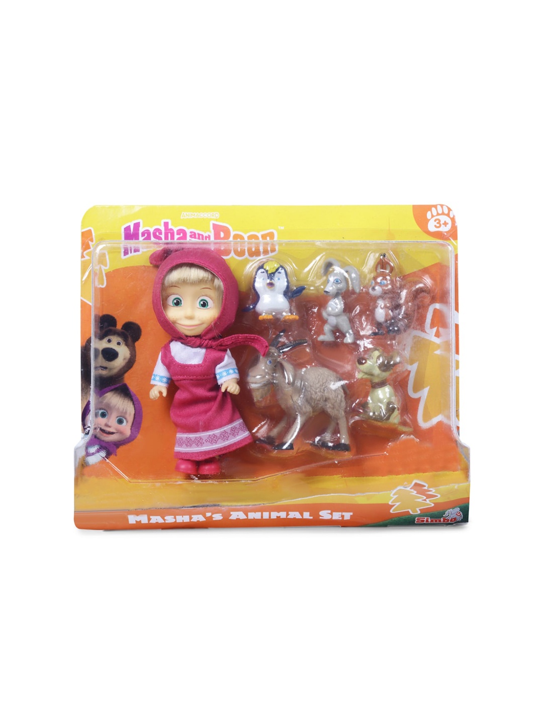 

Masha and The Bear Girls Simba Masha and Her Animal Friends Mini Doll Set, Red
