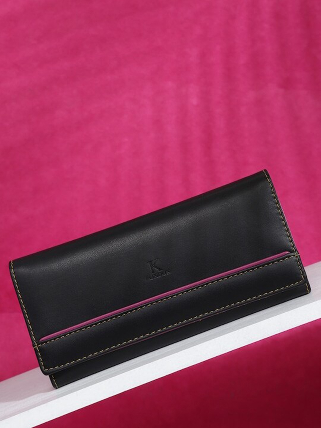 

K London Women Pu Foldover Clutch, Black