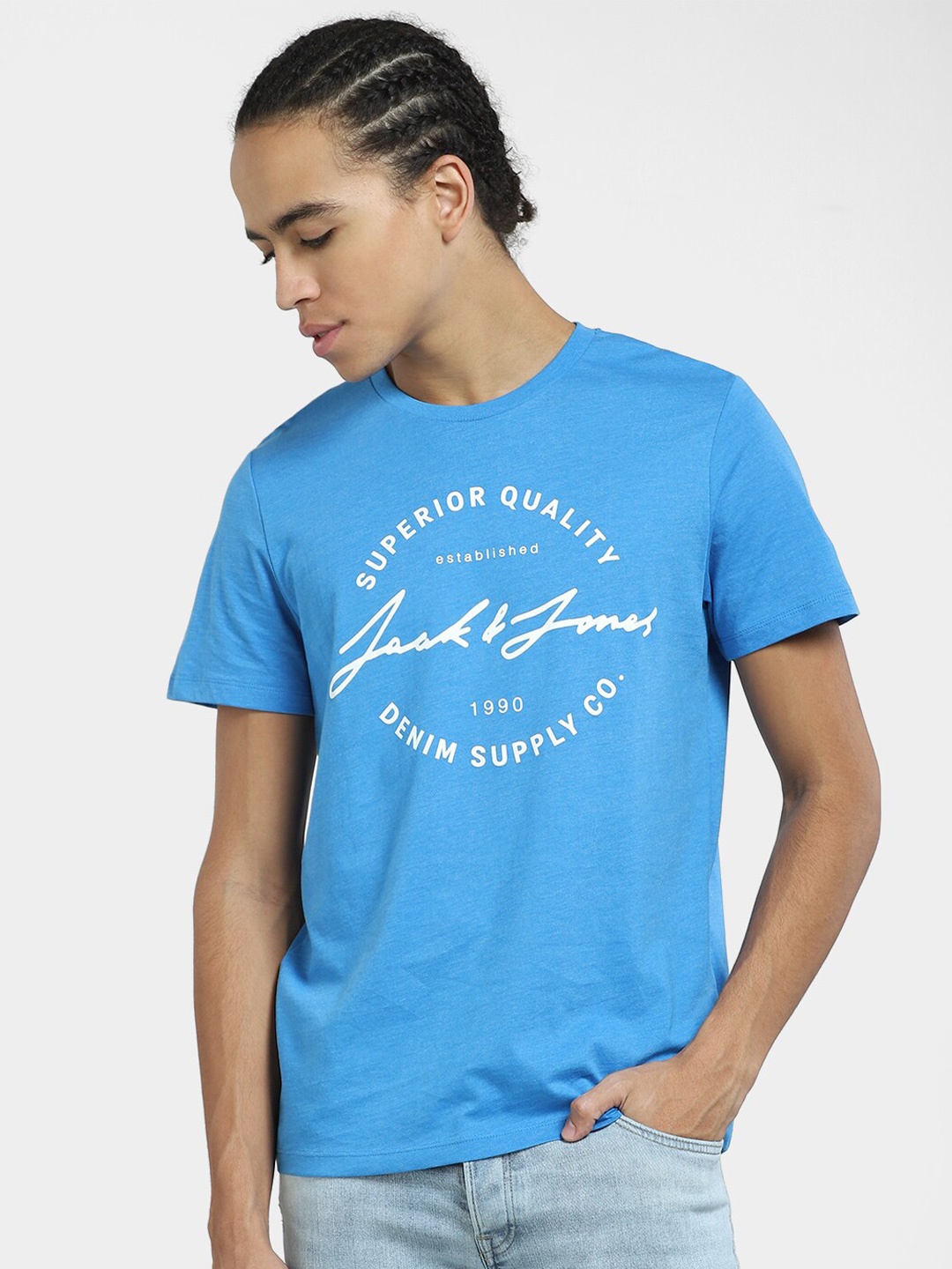

Jack & Jones Typography Printed Slim Fit T-shirt, Blue