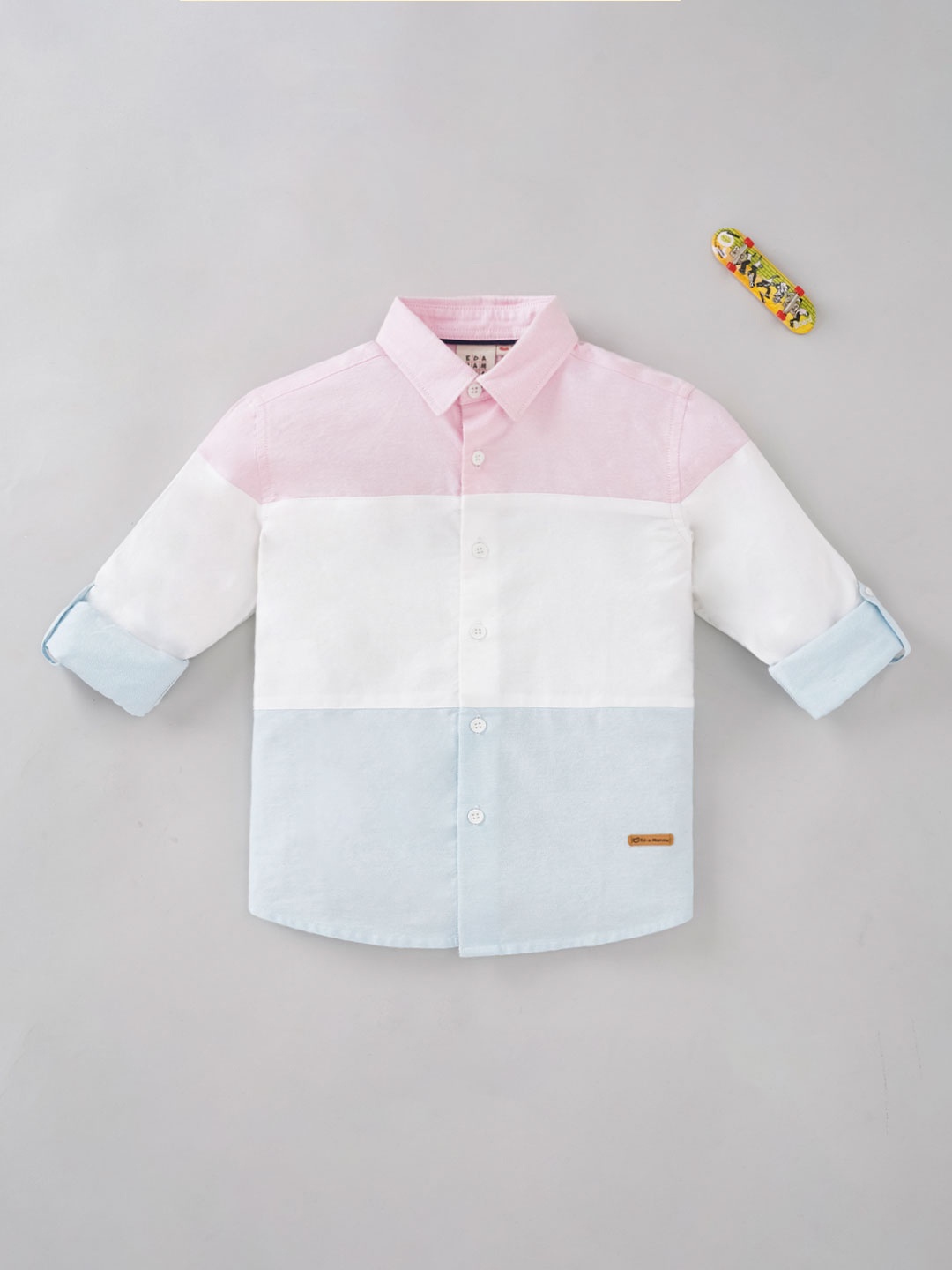 

Ed-a-Mamma Boys Colourblocked Cotton Casual Shirt, Pink