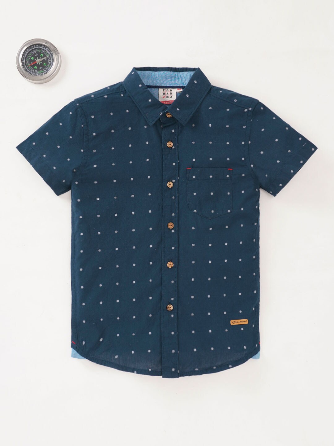 

Ed-a-Mamma Boys Geometric Printed Cotton Shirt, Teal