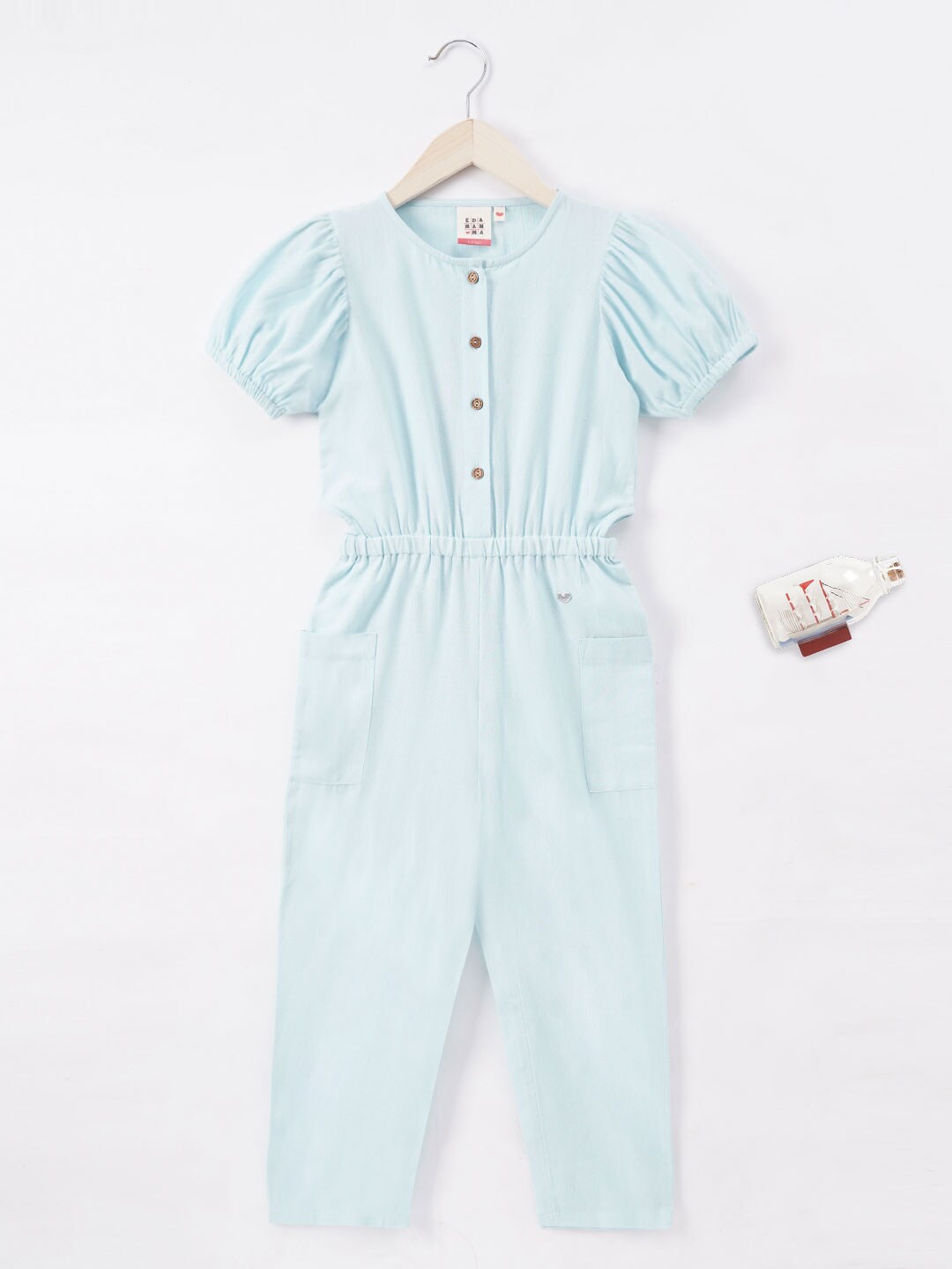 

Ed-a-Mamma Girls Cotton Basic Jumpsuit, Blue