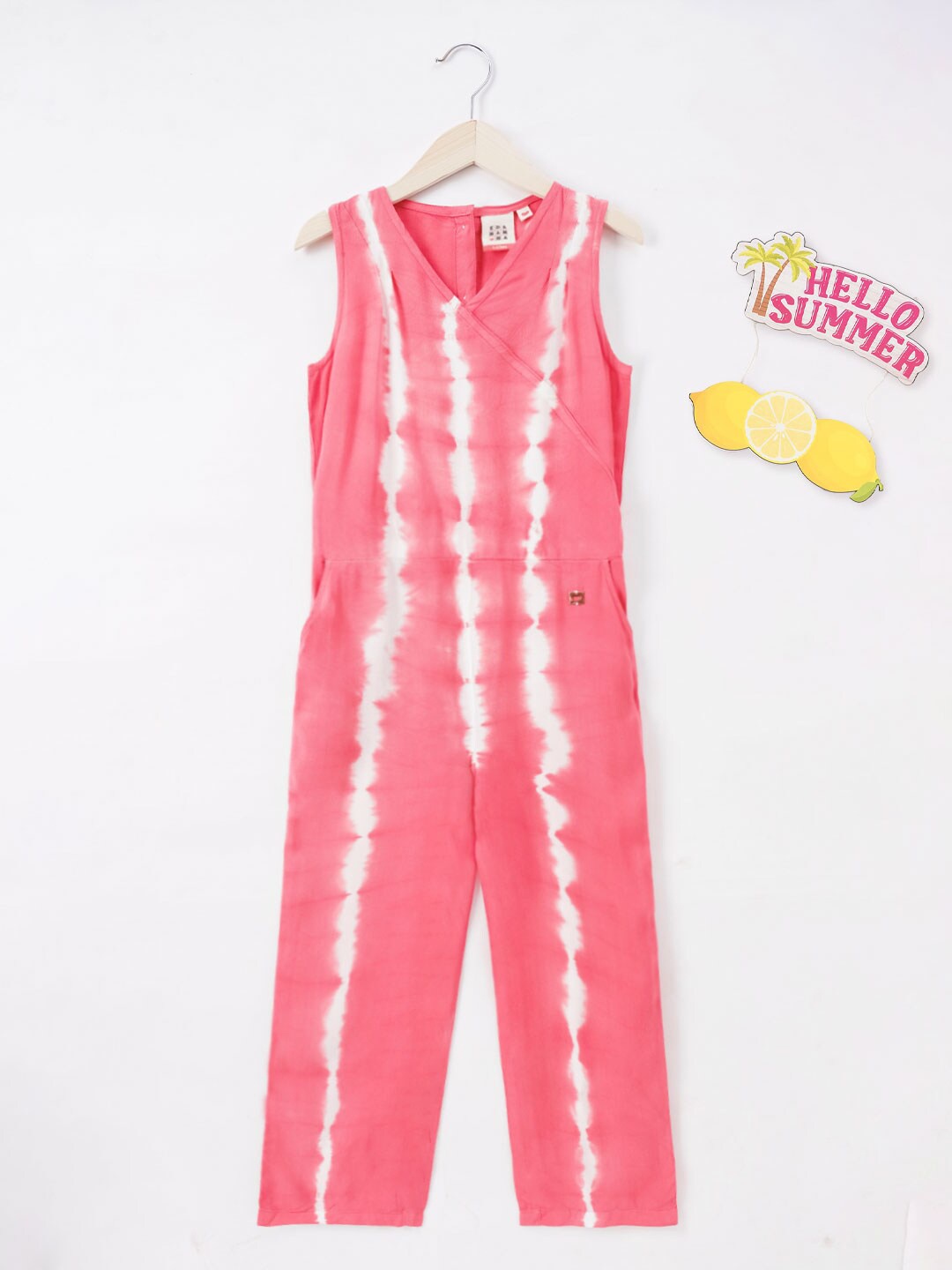 

Ed-a-Mamma Girls Tie & Dye Cotton Basic Jumpsuit, Pink