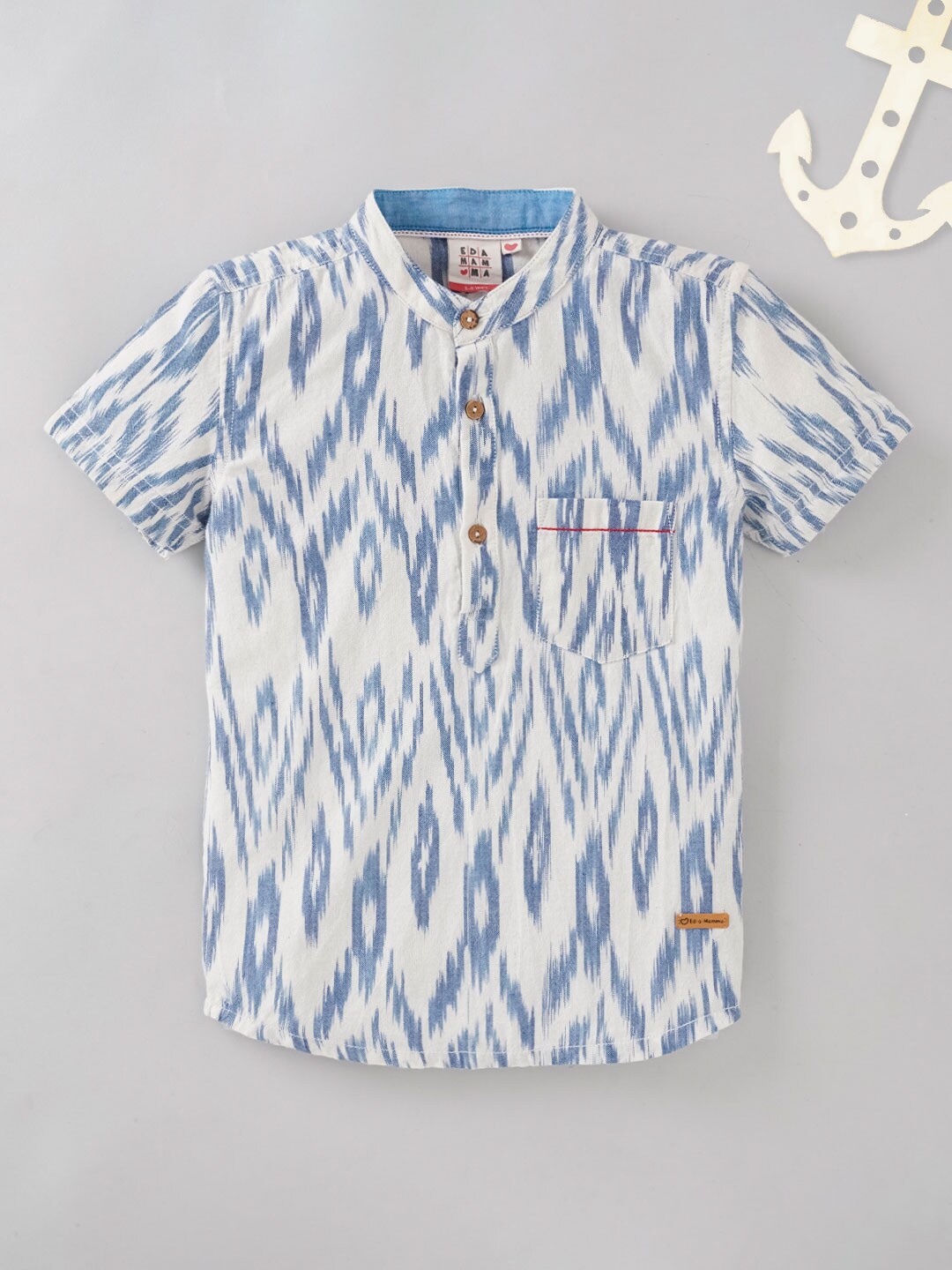 

Ed-a-Mamma Boys Geometric Printed Cotton Shirt, Blue