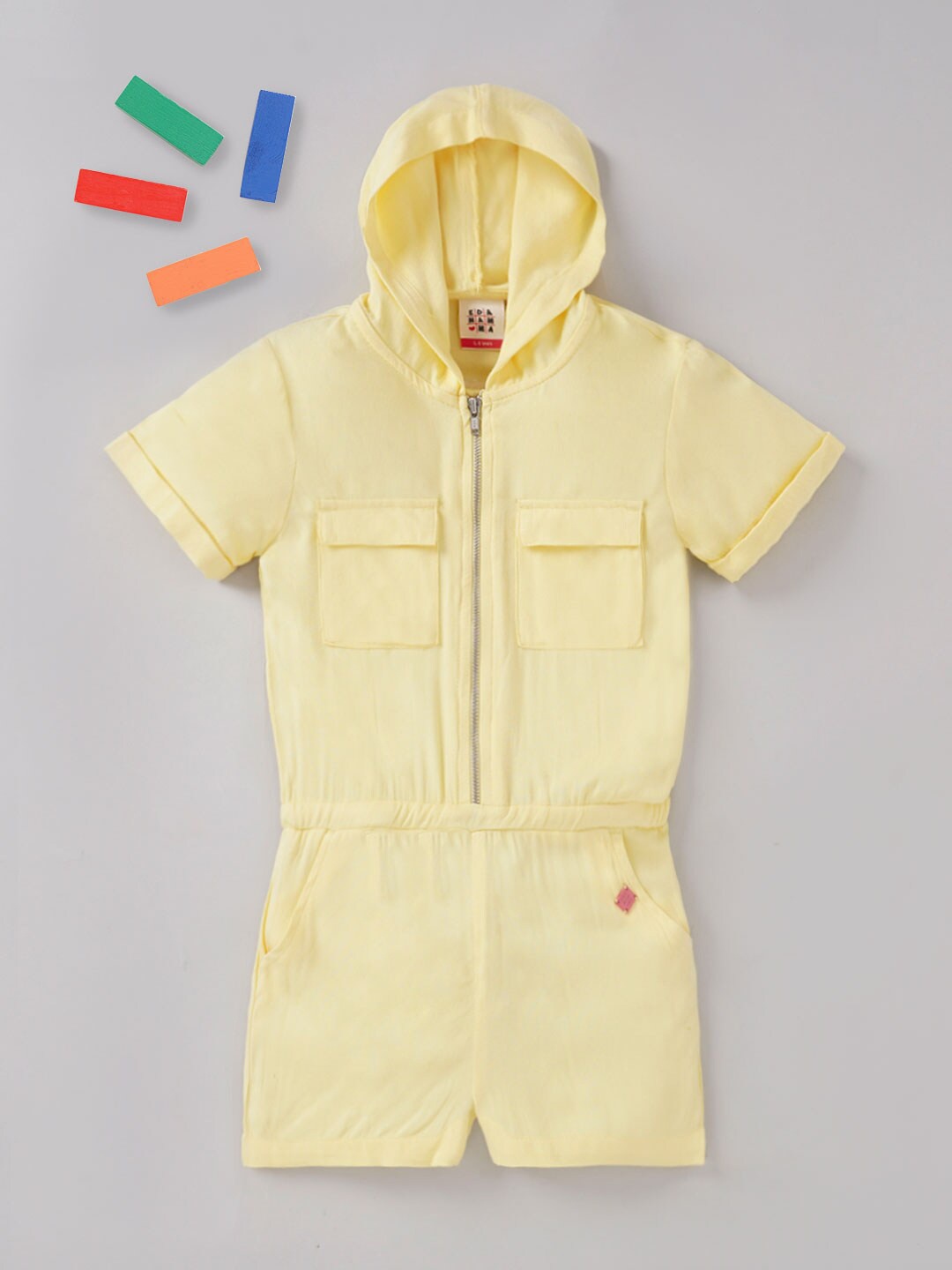 

Ed-a-Mamma Girls Hooded Cotton Jumpsuit, Yellow