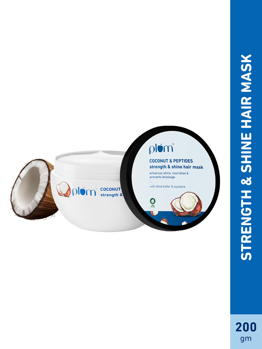 

Plum Coconut & Peptides Strength & Shine Hair Mask- 200gm, White