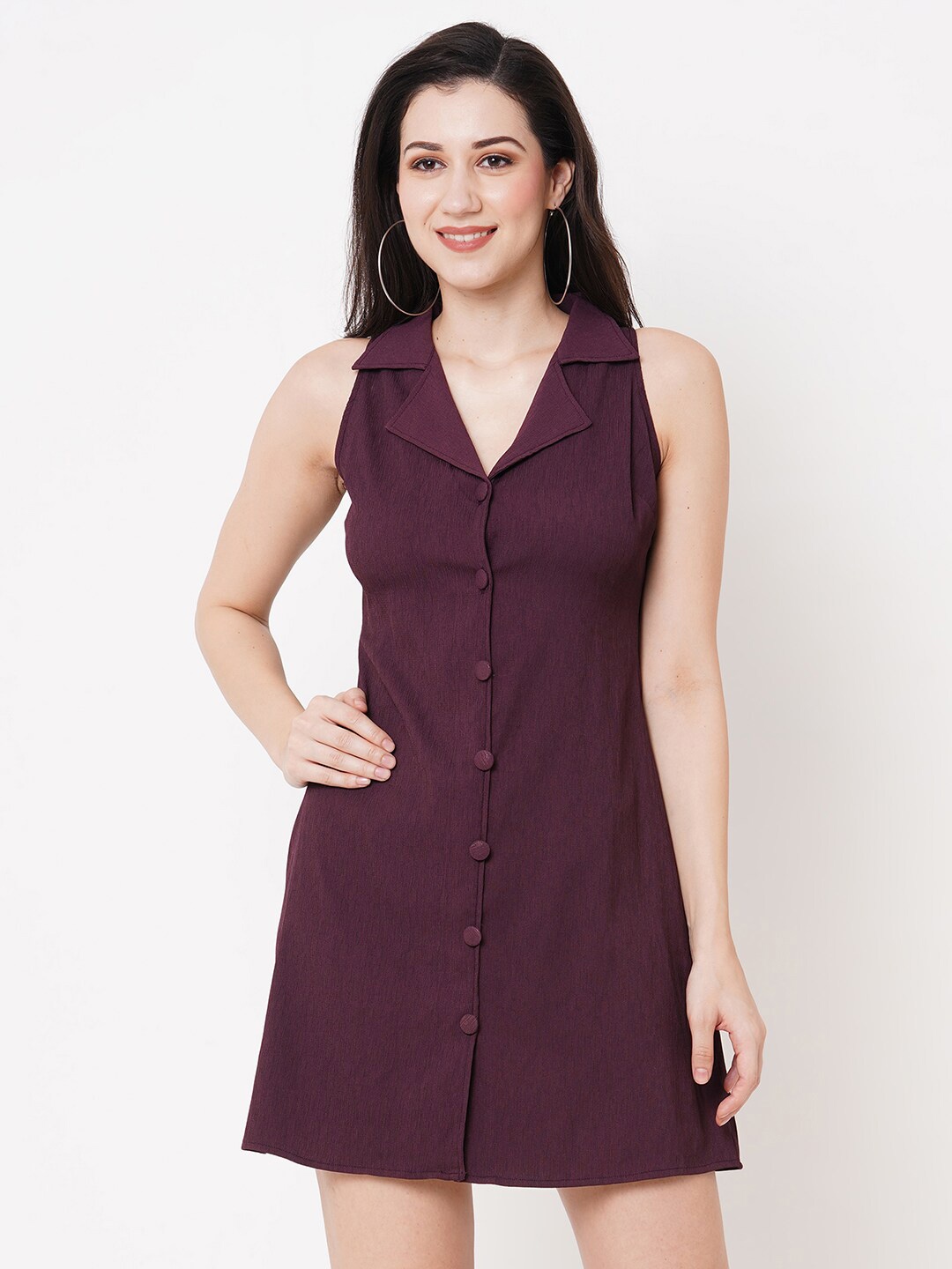 

MISH Sleeveless Shirt Mini Dress, Burgundy