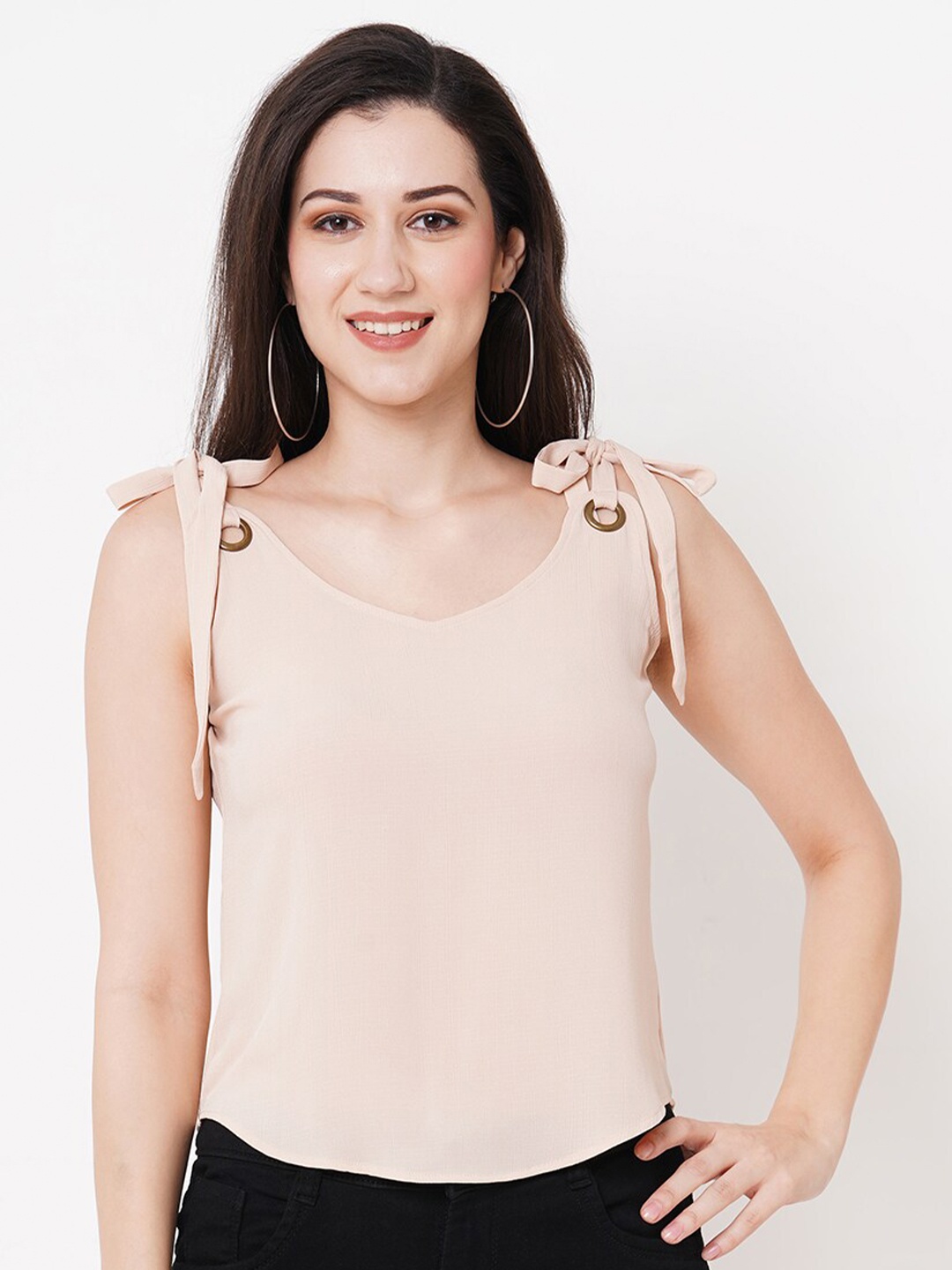 

MISH Shoulder Straps Georgette Top, Peach