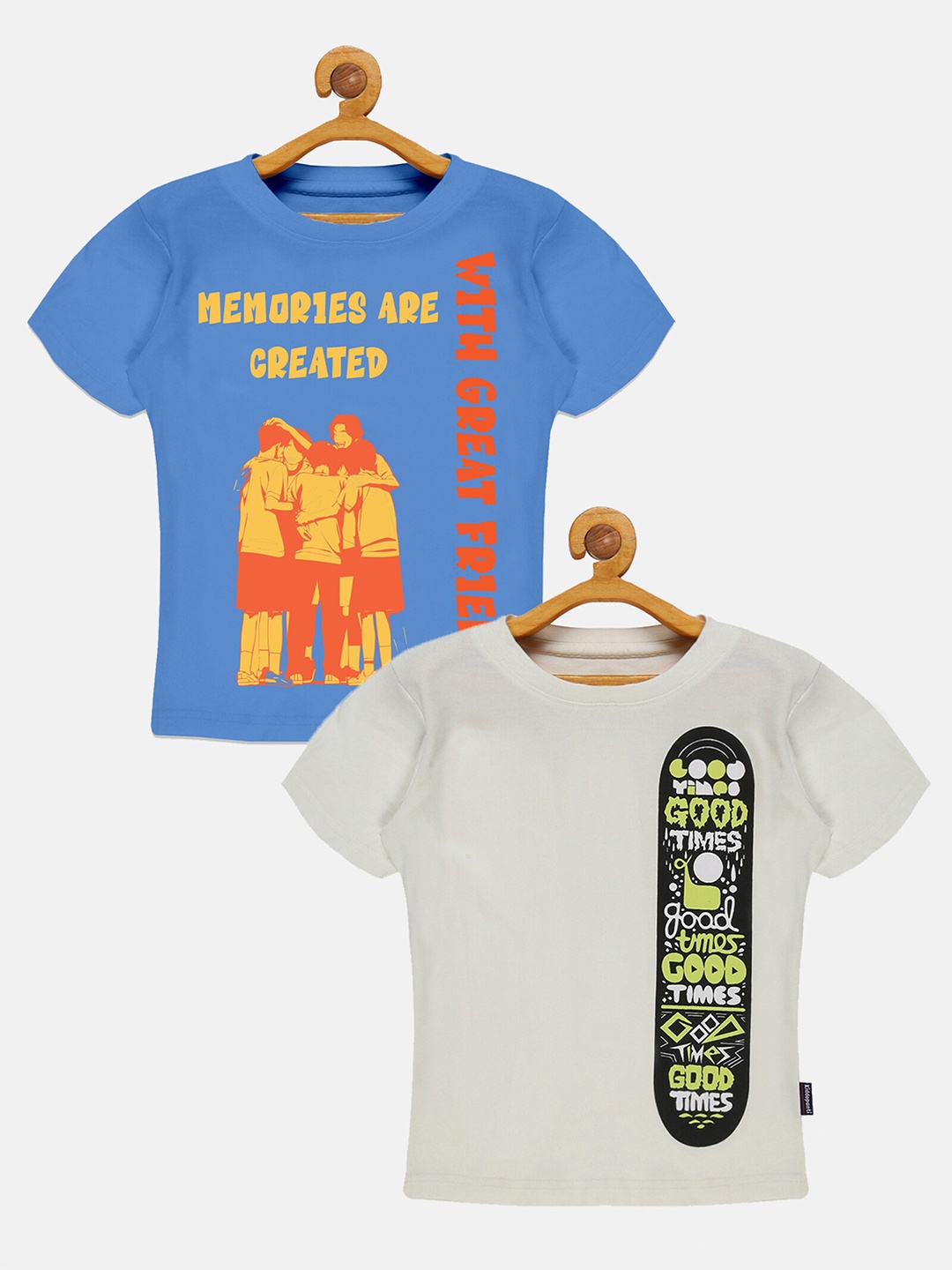 

KiddoPanti Boys Pack Of 2 Typography Printed T-shirts, Blue