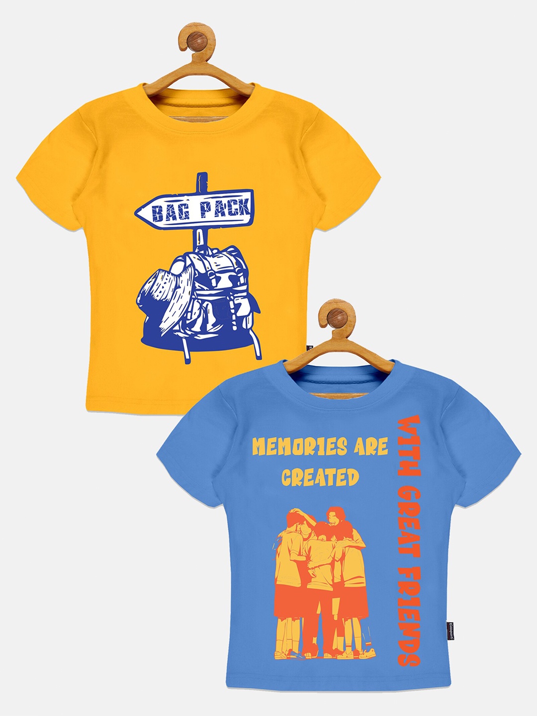 

KiddoPanti Boys Pack Of 2 Graphic Printed Pure Cotton T-shirt, Yellow