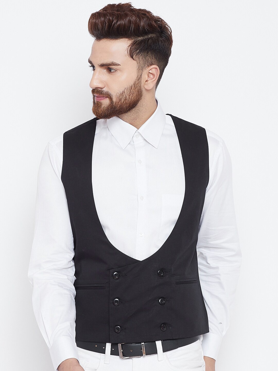 

CHILL WINSTON Pure Cotton V-Neck Sleeveless Waistcoat, Black
