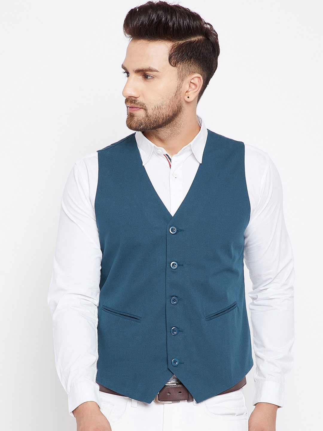 

CHILL WINSTON Pure Cotton V-Neck Sleeveless Waistcoat, Teal