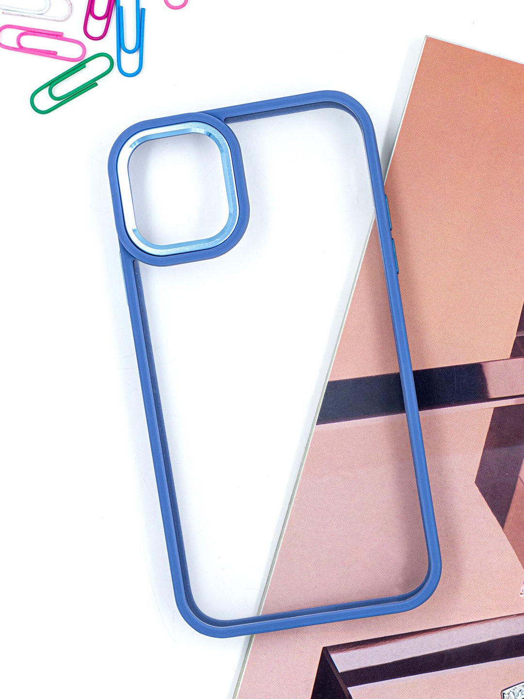 

DOOBNOOB iPhone 11 Acrylic Transparent Metal Lens Protection Phone Back Case, Blue