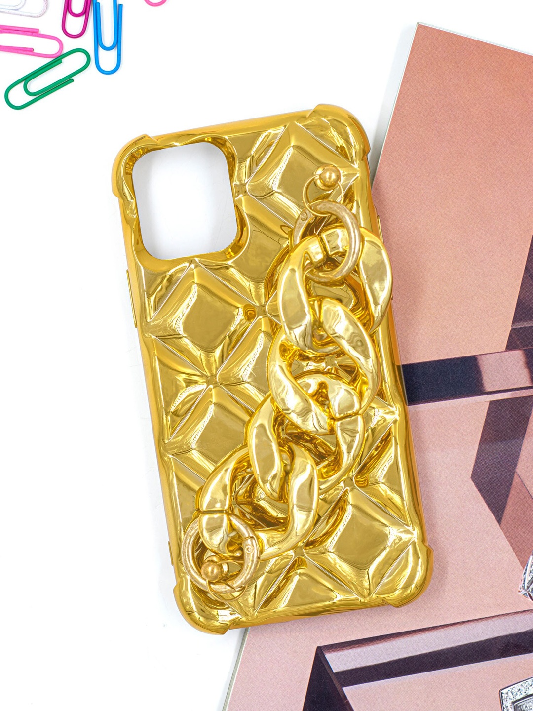 

DOOBNOOB Shock-Proof& Camera Protection iPhone 11Pro Phone Back Case, Gold