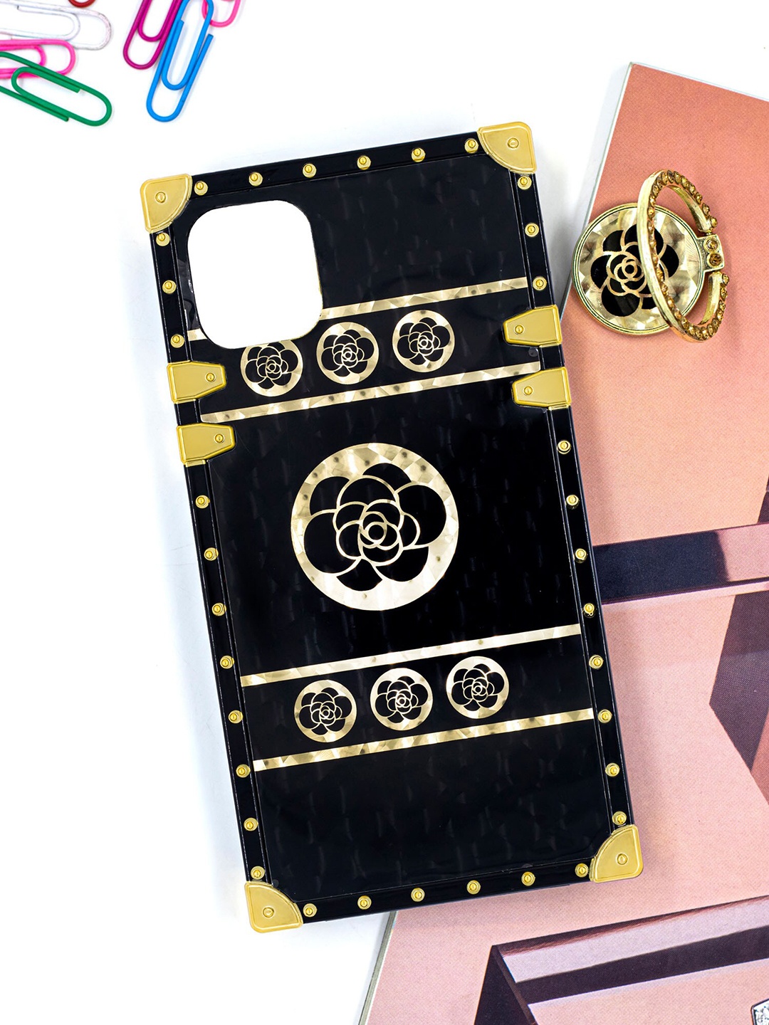 

DOOBNOOB Floral Patterned iPhone 11 Pro Silicone Phone Back Case, Black