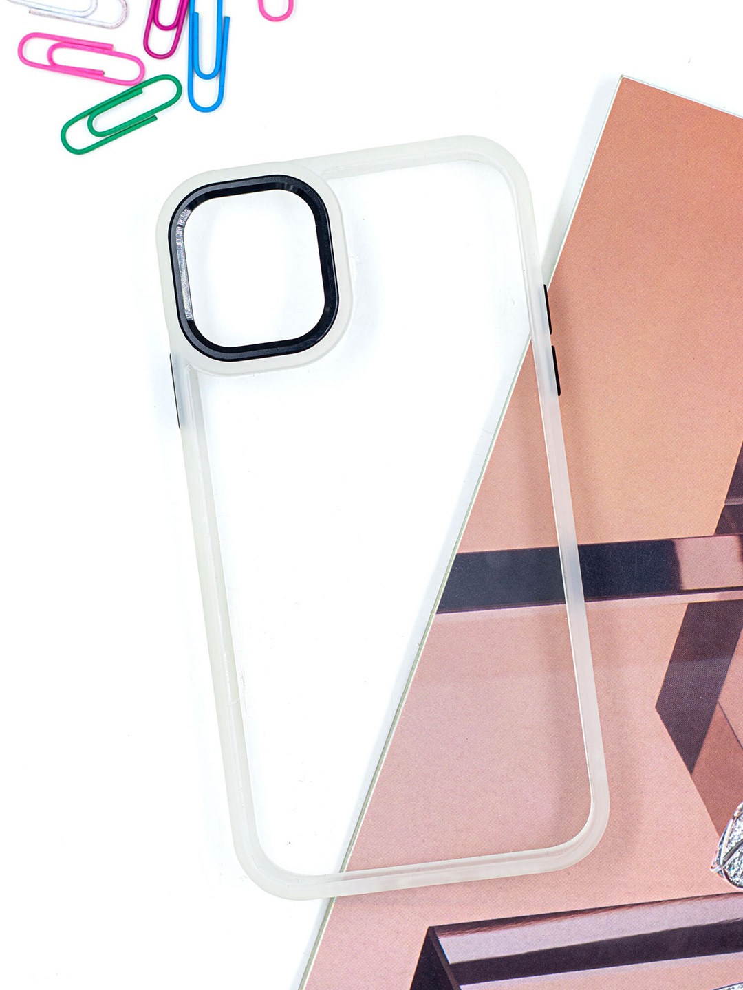

DOOBNOOB Transparent Metal Lens Protection Apple iPhone 13 Pro Back Cover, White
