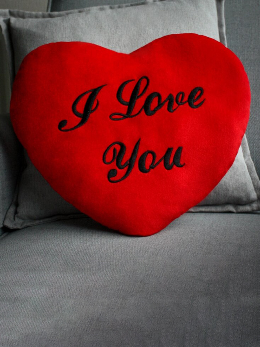 

Frantic Red & Black Heart Shaped Soft Stuffed Huggable Non-Toxic Cushion