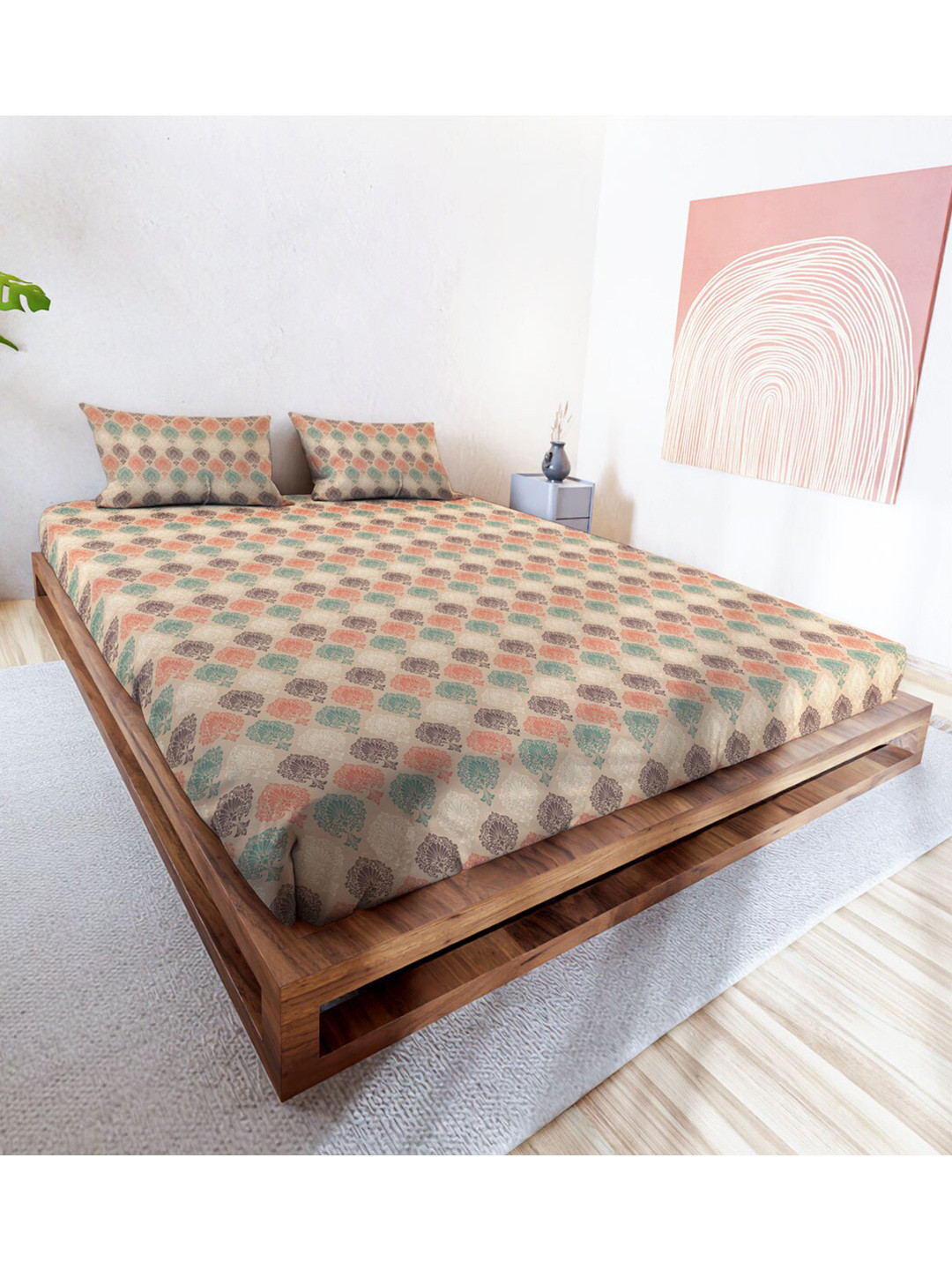 

MAYFAIR HOMES LONDON Rushmoor Brown 144 TC Queen Bedsheet & 2 Pillow Covers
