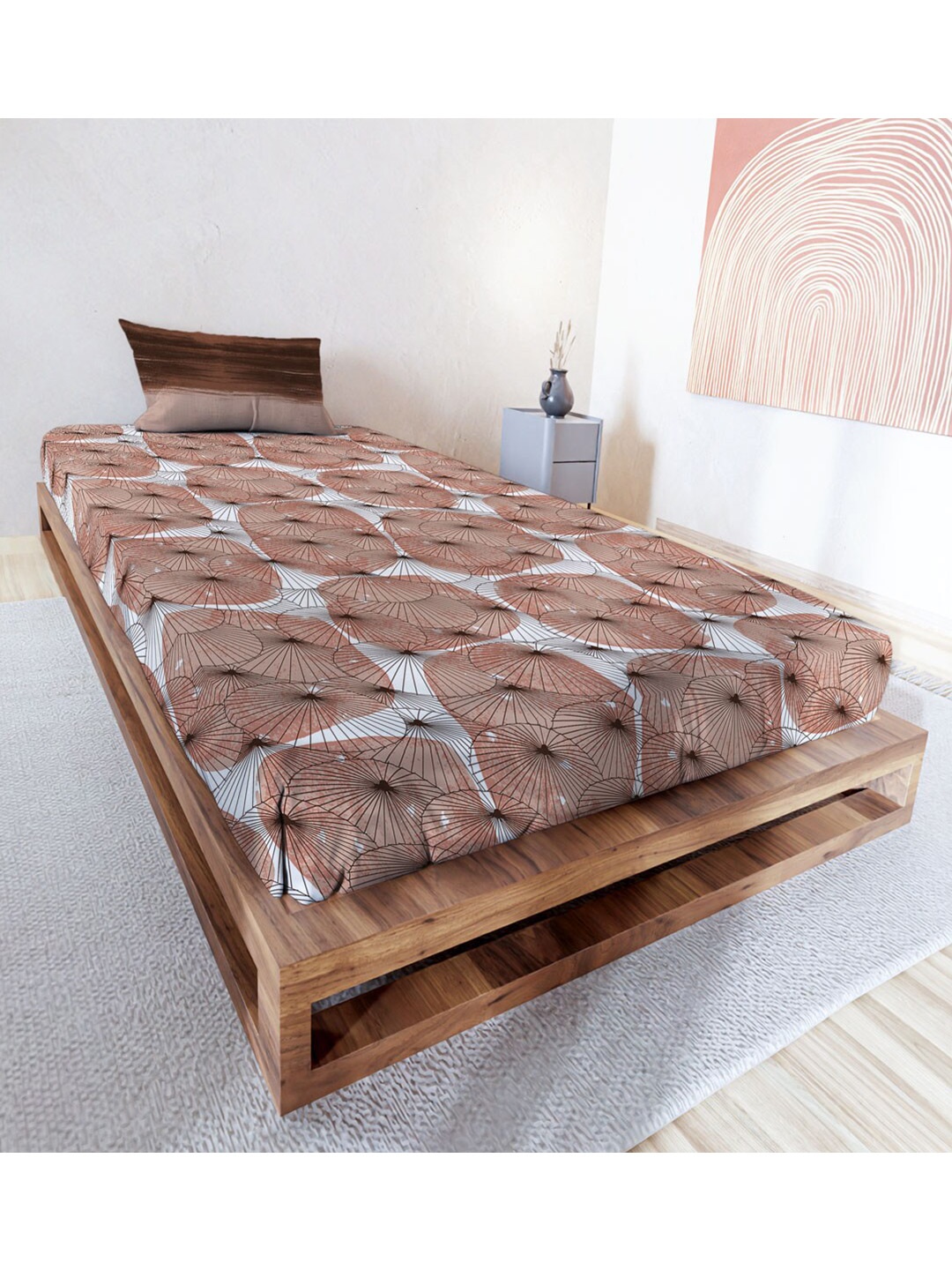 

MAYFAIR HOMES LONDON Brown & White 144 TC Cotton Single Bedsheet With 1 Pillow Cover