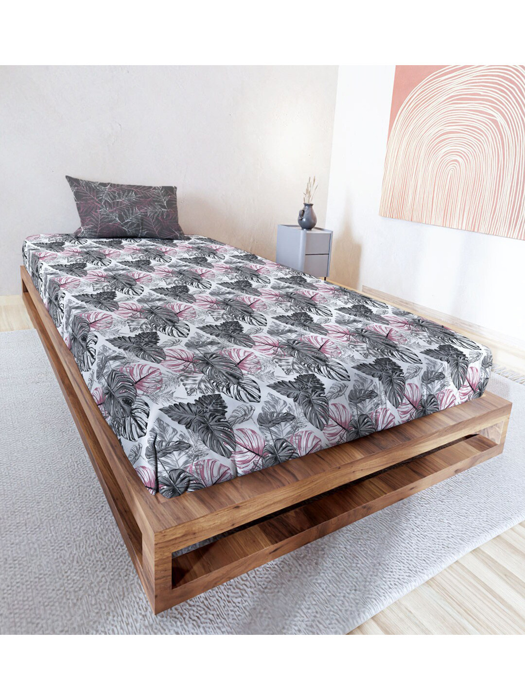 

MAYFAIR HOMES LONDON Rushmoor Grey & Black 144 TC Single Bedsheet & Pillow Cover
