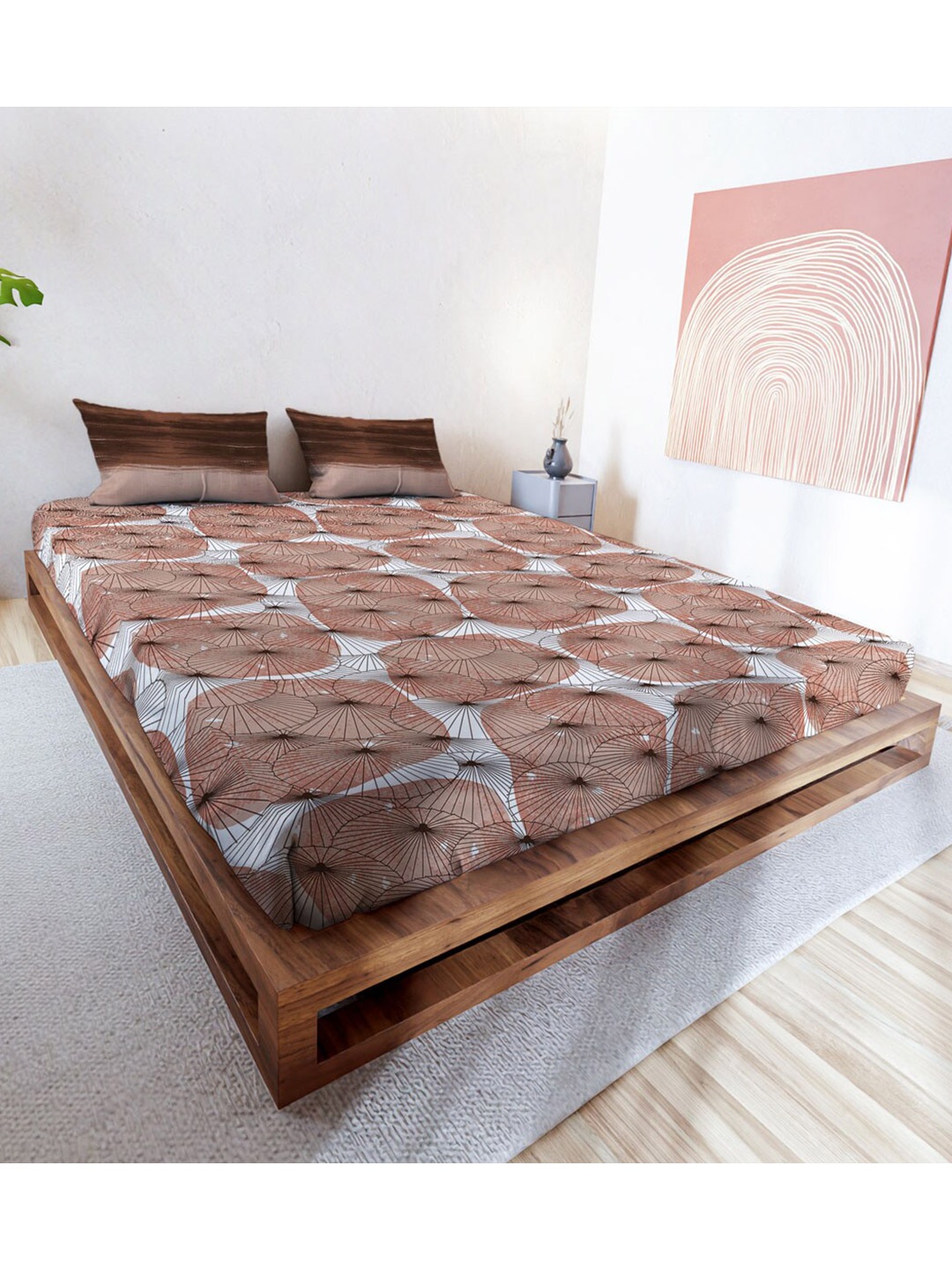 

MAYFAIR HOMES LONDON Brown Cotton Cotton 144 TC King Bedsheet With 2 Pillow Covers