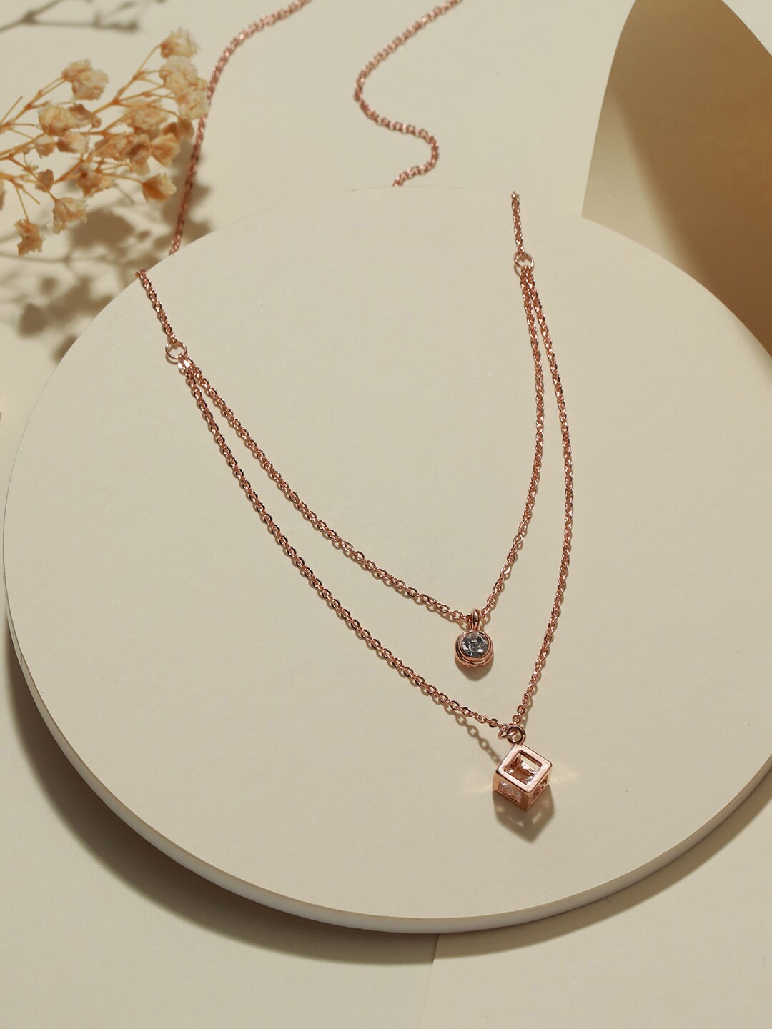 

Jazz and Sizzle Rose Gold-Plated Cubic Zirconia Studded Layered Chain