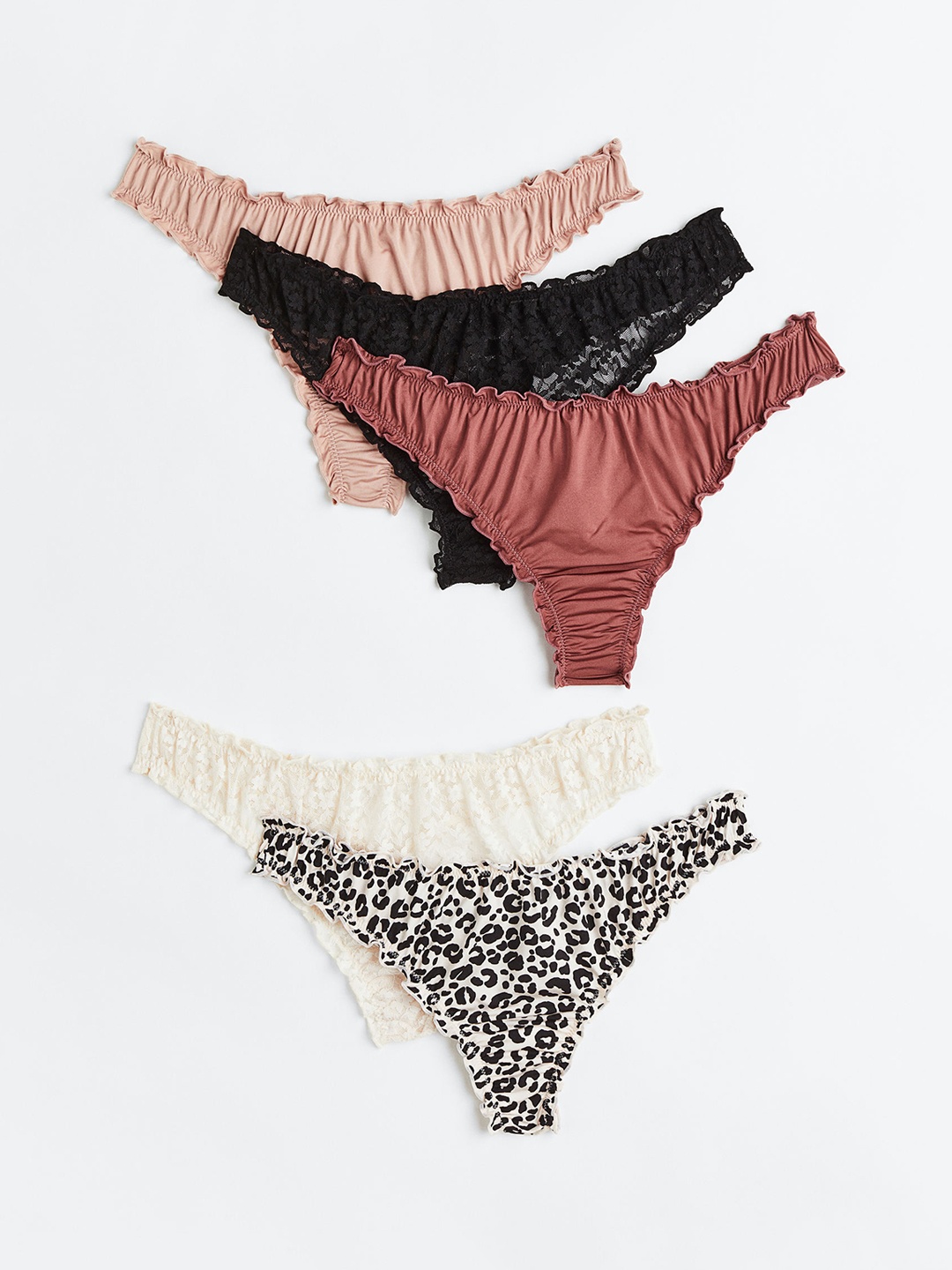 

H&M Women 5-Pack Cotton Thong Briefs 0994042018, Black