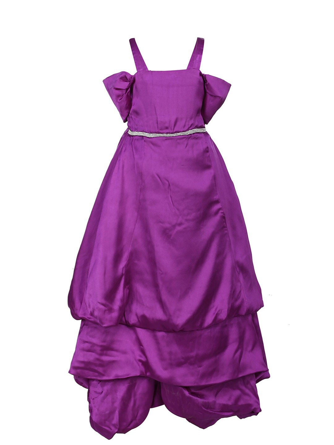 

Samsara Couture Cold-Shoulder Sleeves Net Maxi Dress, Purple