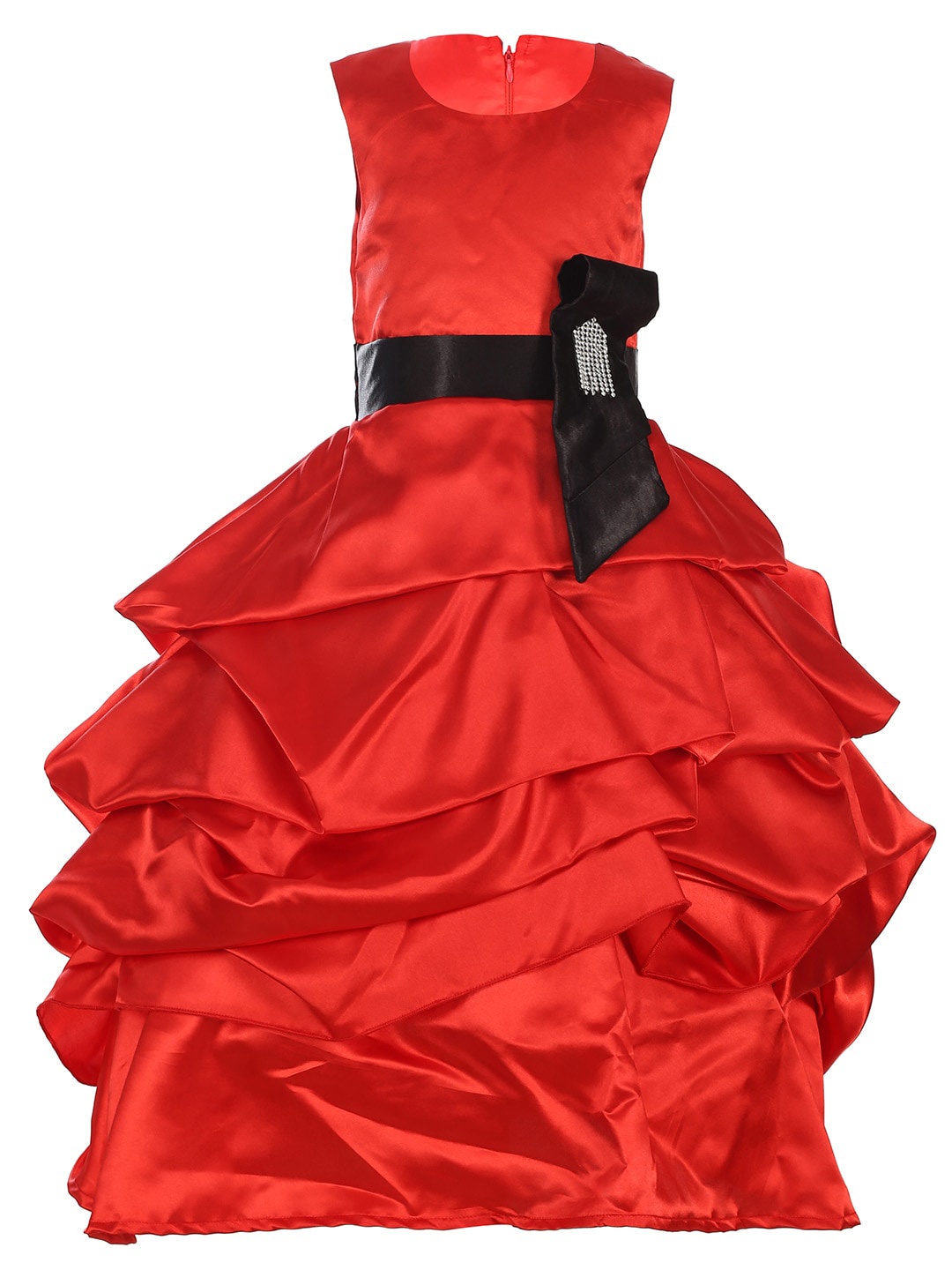 

Samsara Couture Girls Round Neck Sleeveless Maxi Fit and Flare Dress, Red