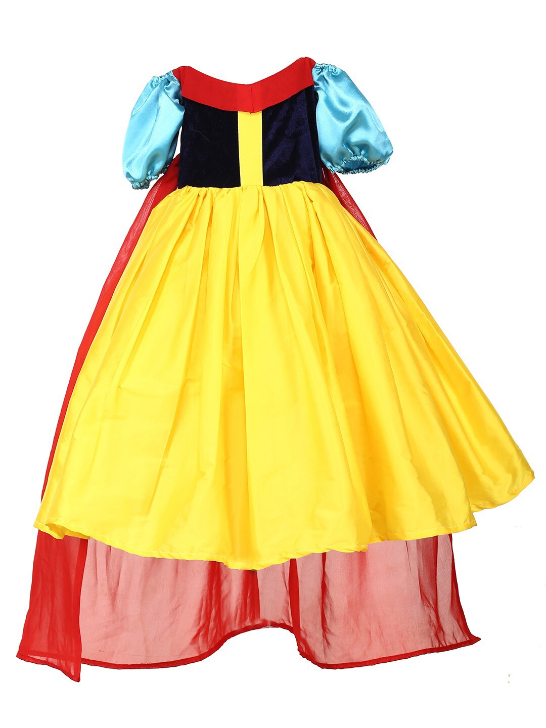 

Samsara Couture Girls Colourblocked Pleated Net Fit & Flare Maxi Dress, Yellow