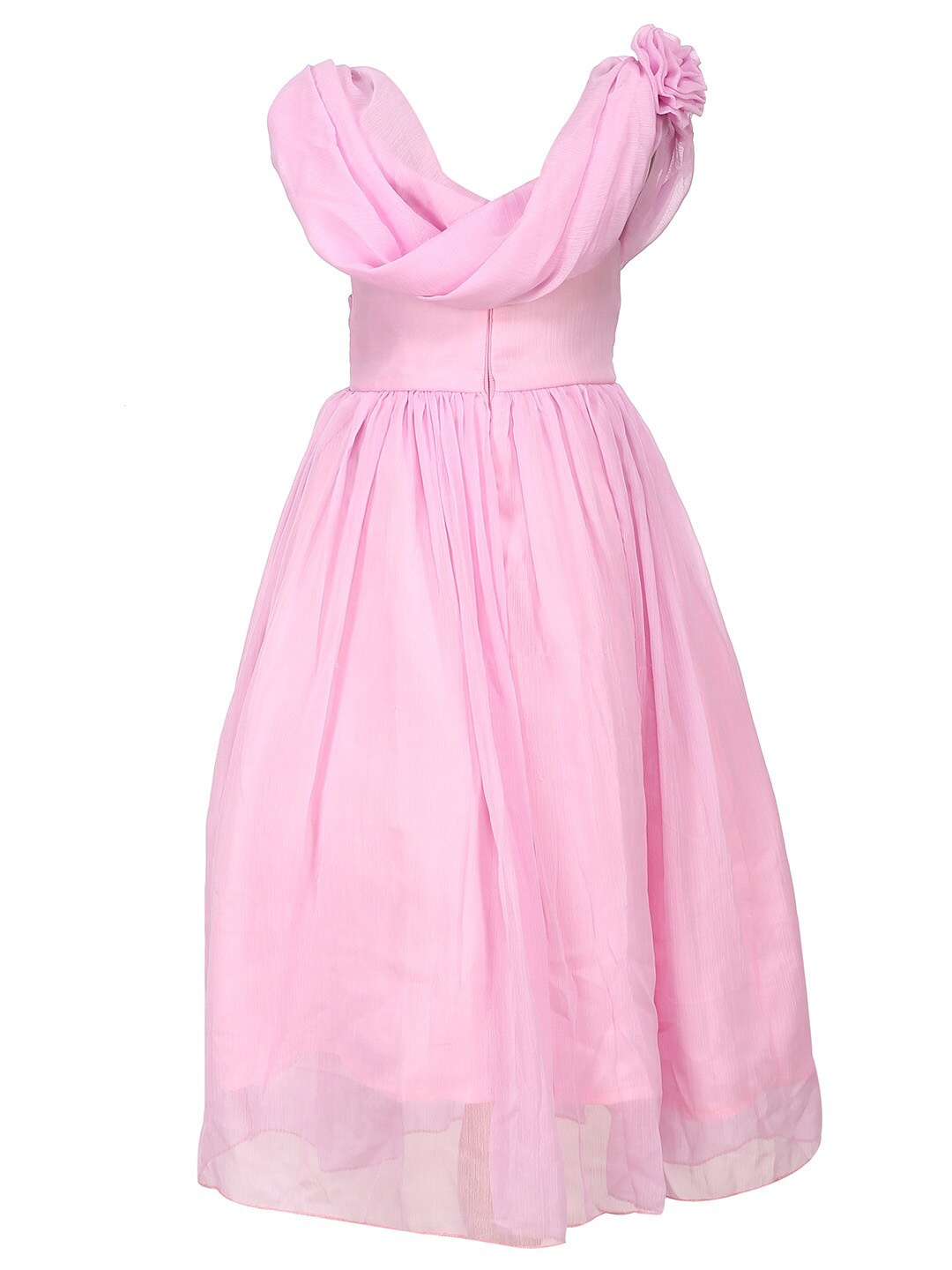 

Samsara Couture Girls Cowl Neck Net Fit and Flare Dress, Pink