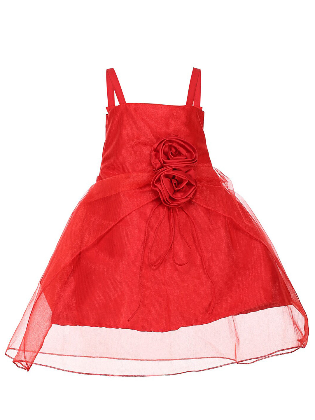 

Samsara Couture Girls Shoulder Strap Gathered Fit & Flare Dress, Red