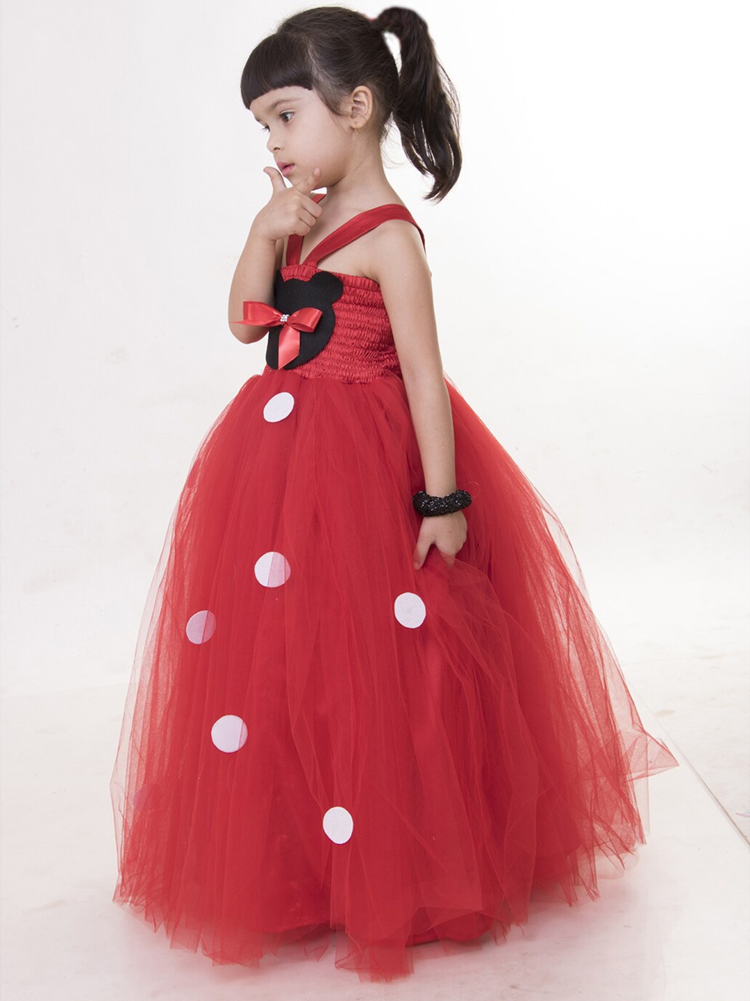 

Samsara Couture Girls Bow Detail Net Dress, Red