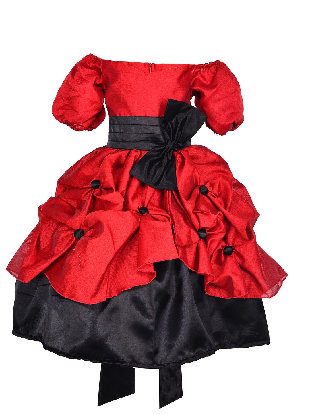 

Samsara Couture Off-Shoulder Floral Satin Dress, Red