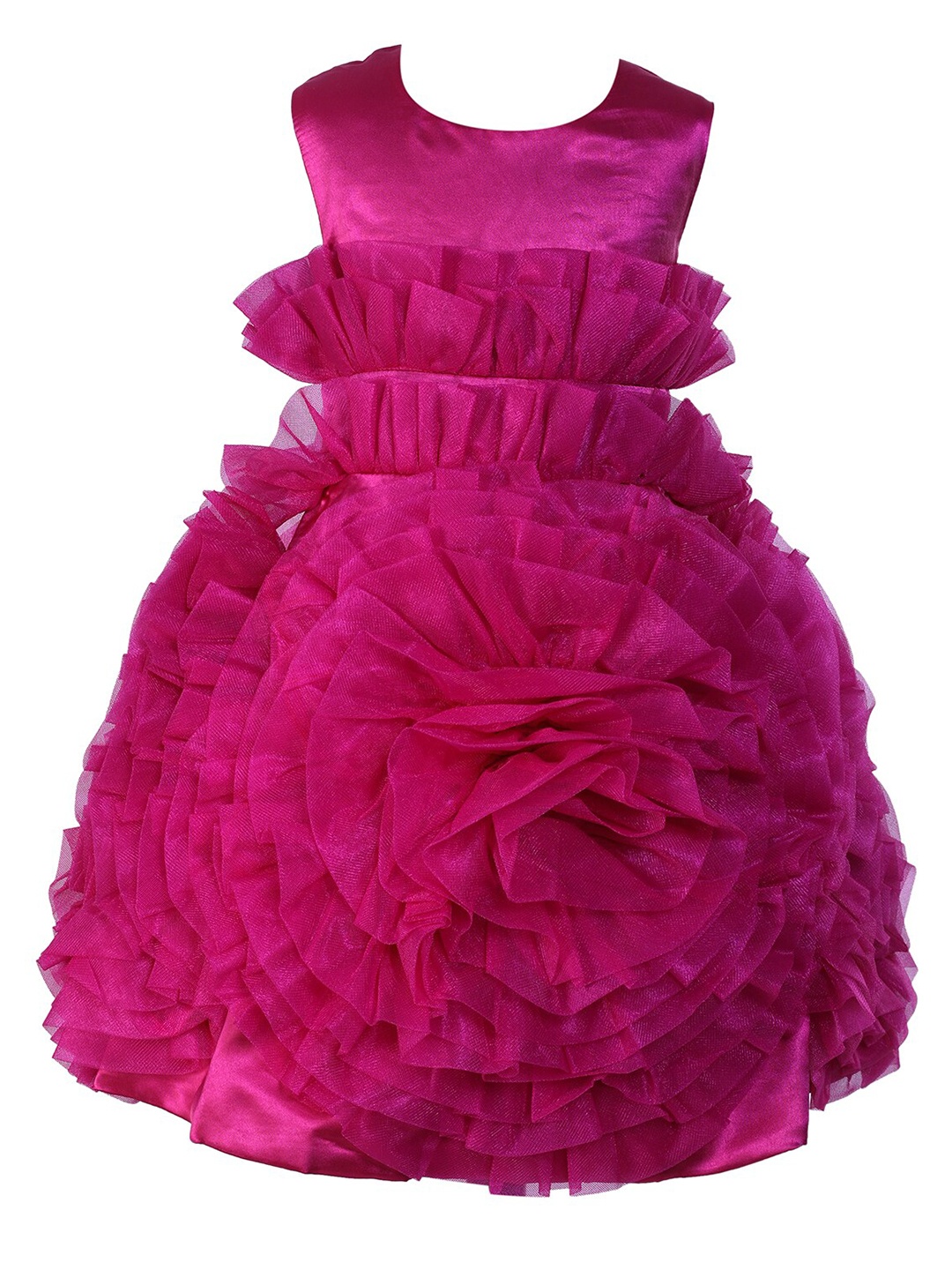 

Samsara Couture Girls Ruffles Satin Fit & Flare Maxi Dress, Magenta
