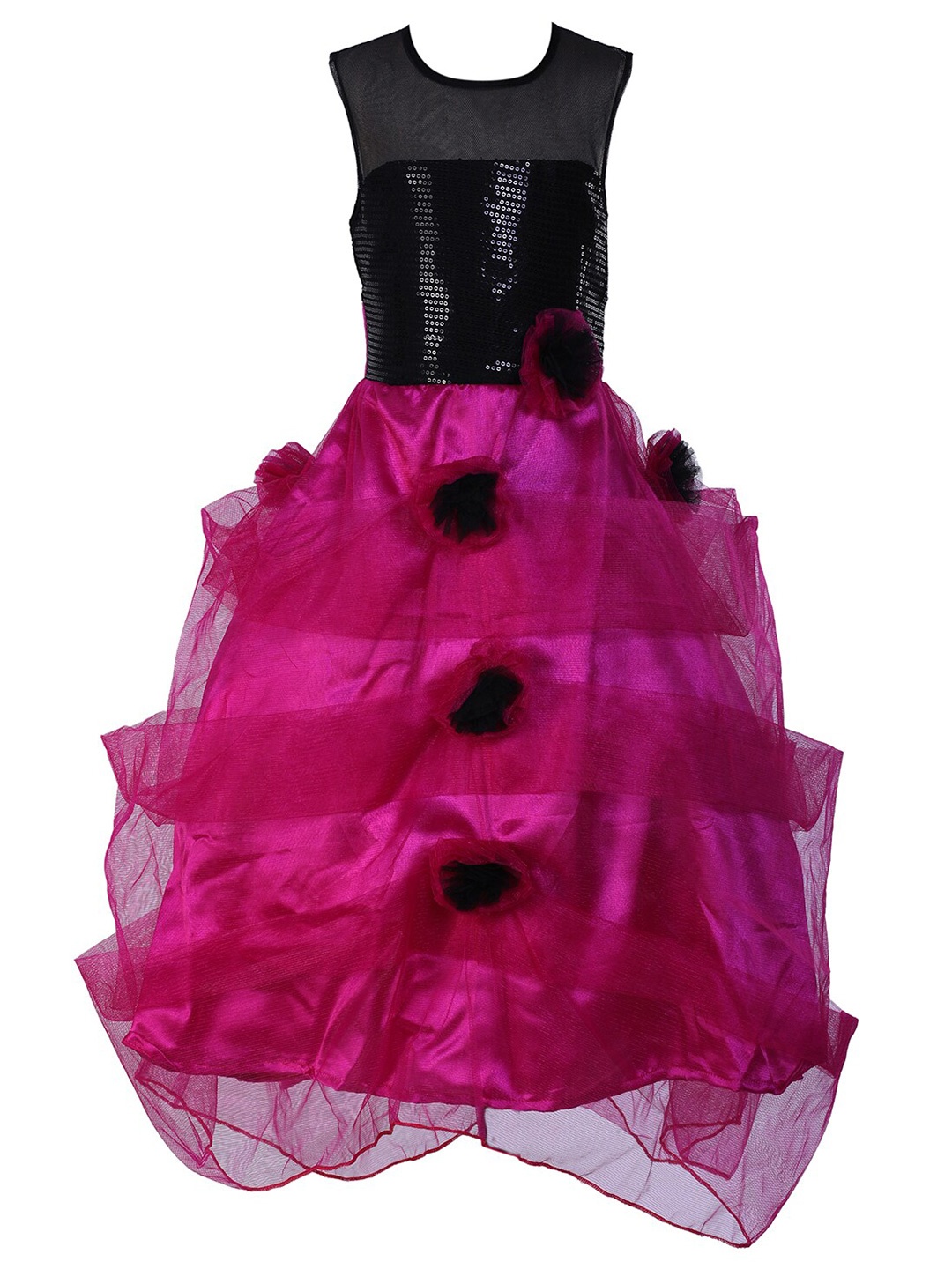 

Samsara Couture Girls Sequined Satin Dress, Magenta