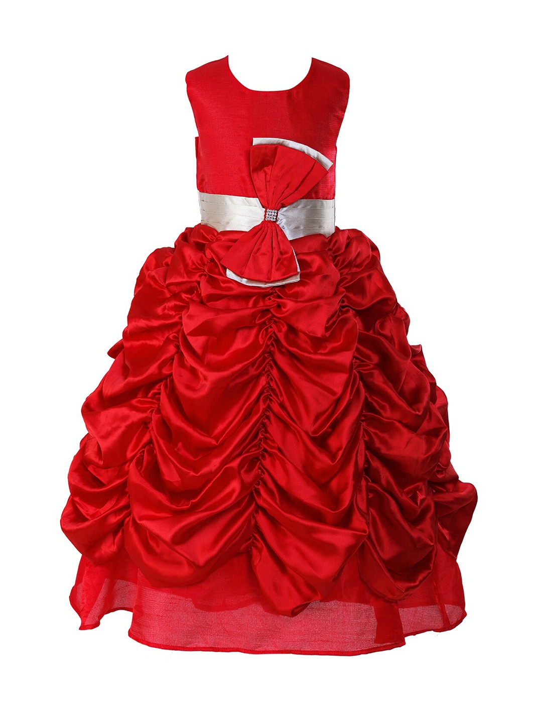 

Samsara Couture Girls Bow Detail Satin Dress, Red