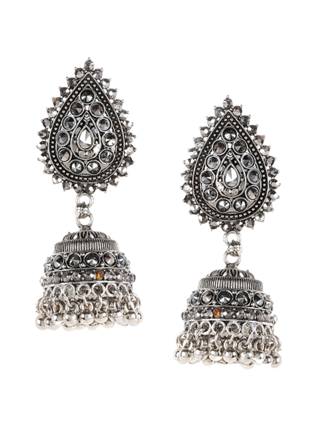 

Jazz and Sizzle Silver-Plated Dome Jhumka Earrings