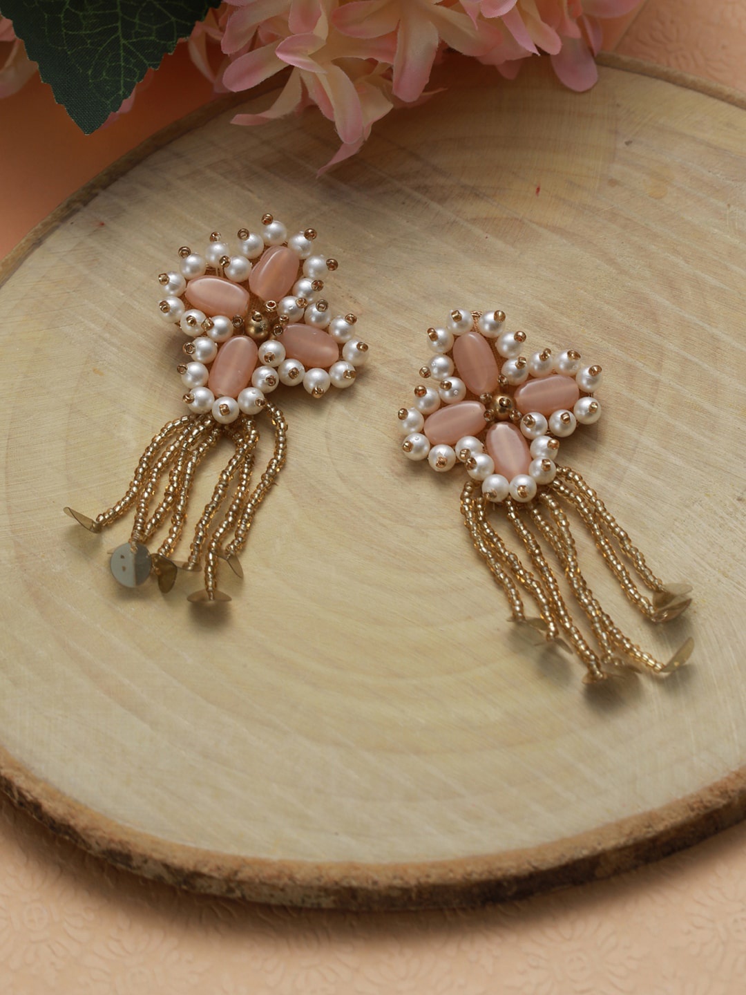 

Jazz and Sizzle Gold-Plated Drop Earrings, Peach