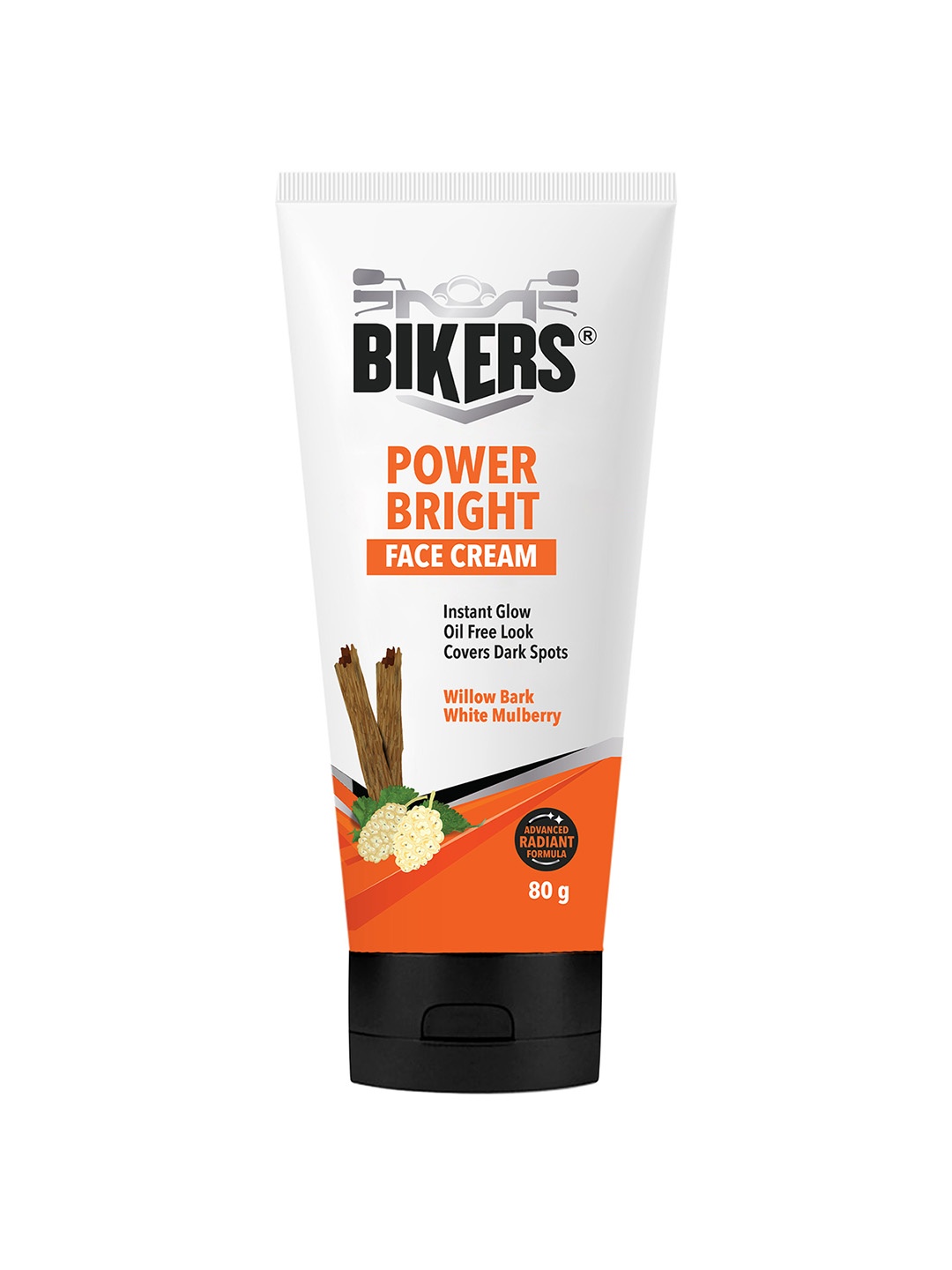 

BIKERS Men Power Bright Face Cream with Willow Bark for Instant Glow - 80 g, White