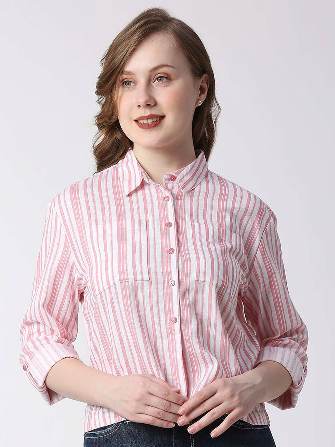 

Pepe Jeans Comfort Vertical Stripes Striped Casual Shirt, Pink