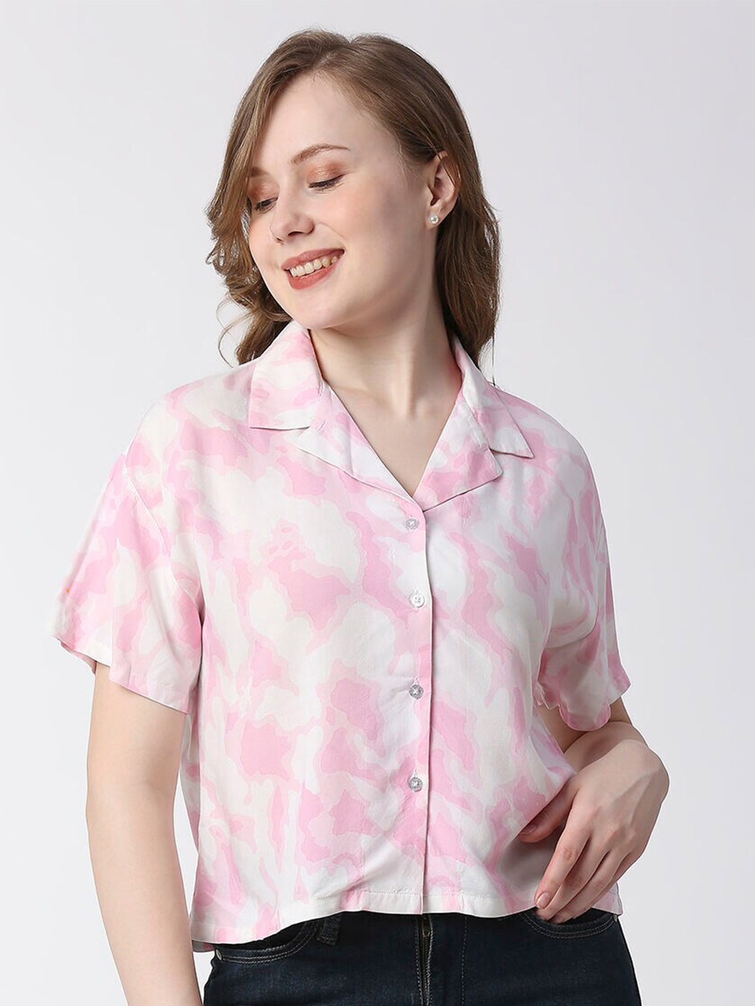 

Pepe Jeans Comfort Abstract Printed Casual Shirt, Pink