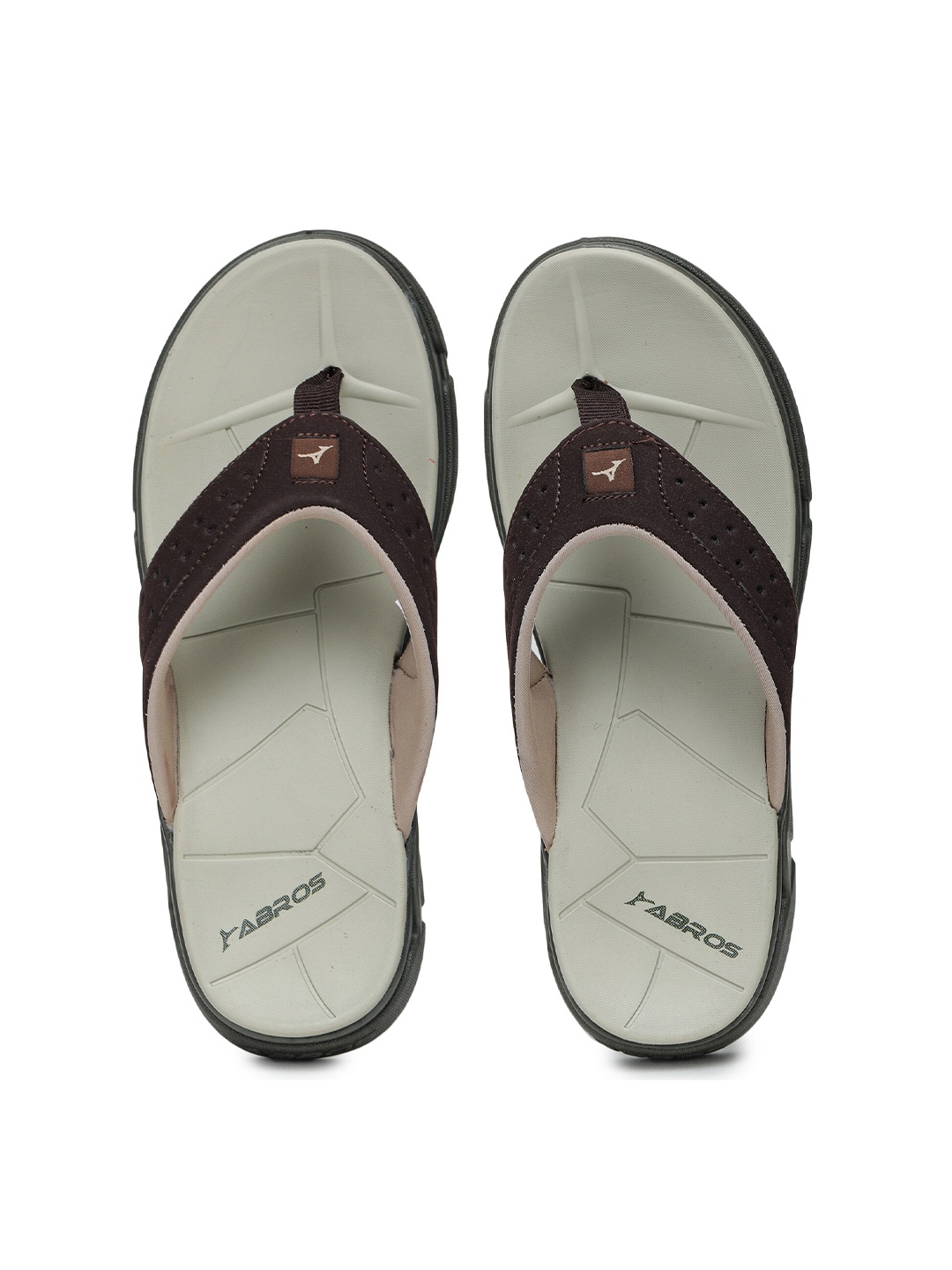 

ABROS Men Perforated Rubber Thong Flip-Flops, Brown