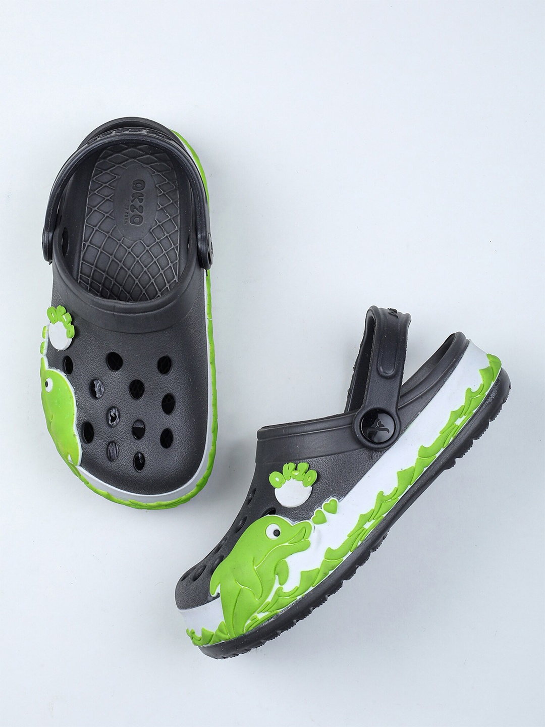 

ABROS Boys Self Design Rubber Clogs, Grey