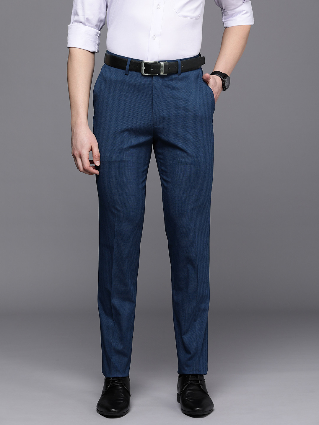 

Theme Smart Slim Fit Formal Trousers, Navy blue